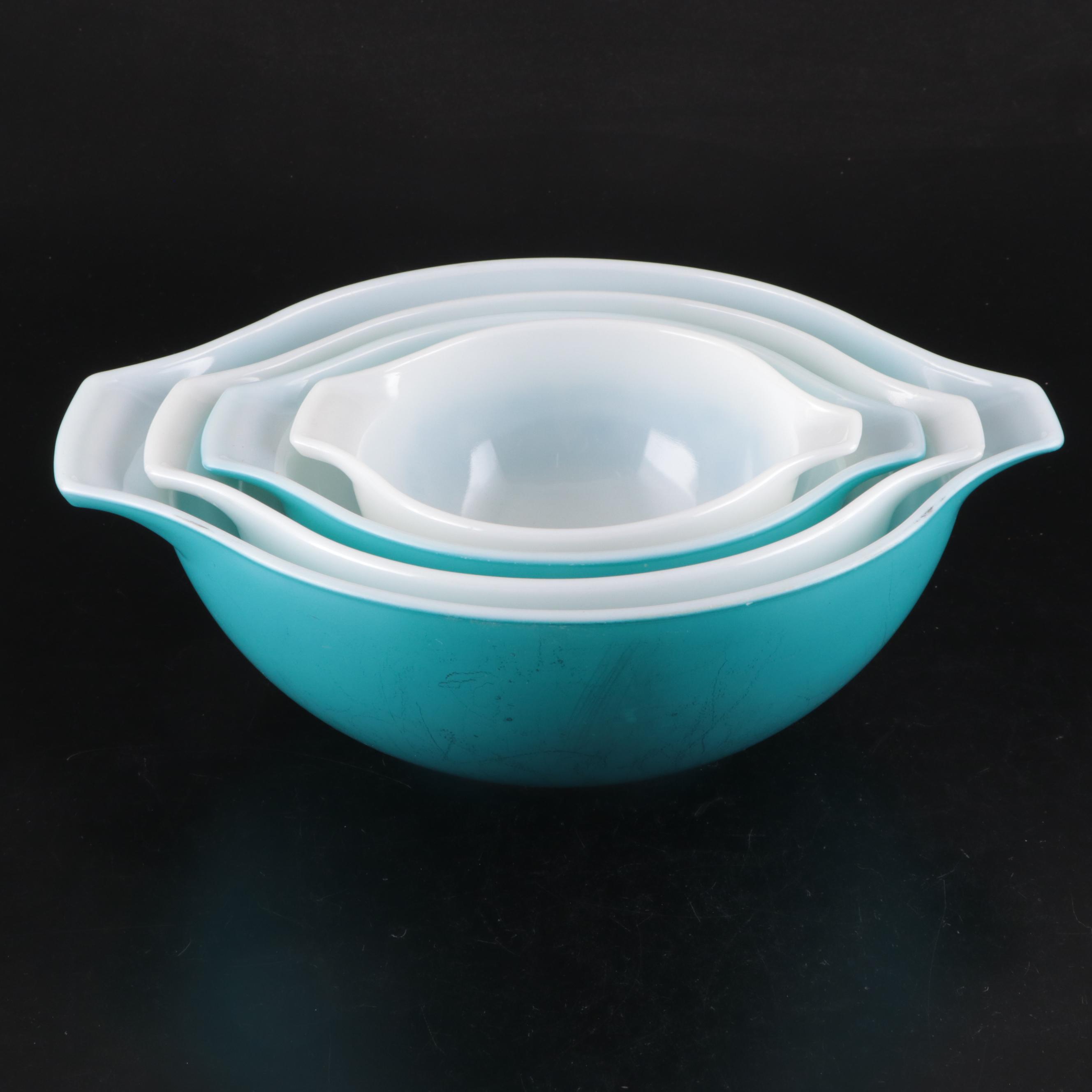 Pyrex "Horizon Blue" Glass Cinderella Bowls, 1969–1972