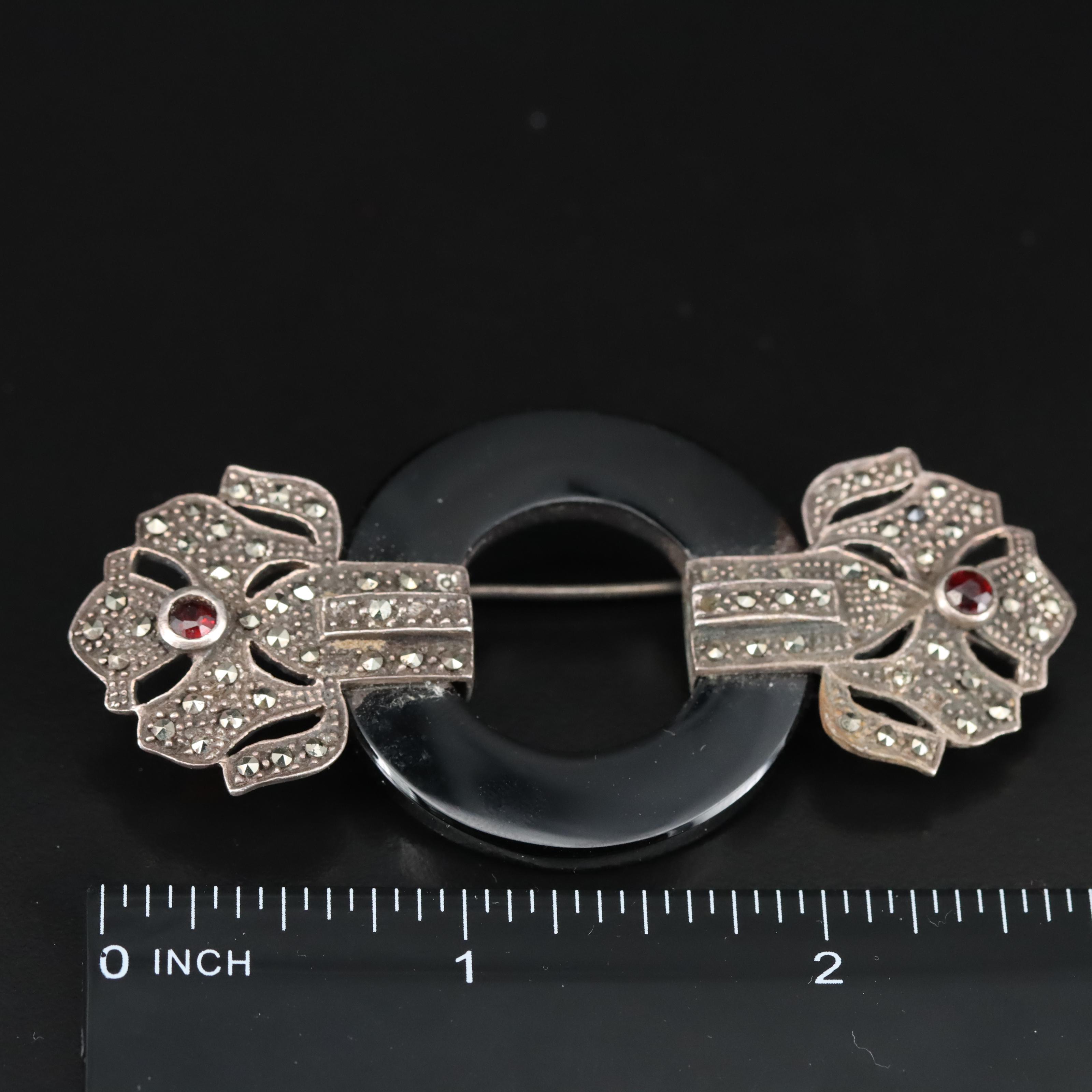 Vintage Sterling Marcasite Jewelry Including Art Deco and Carnelian