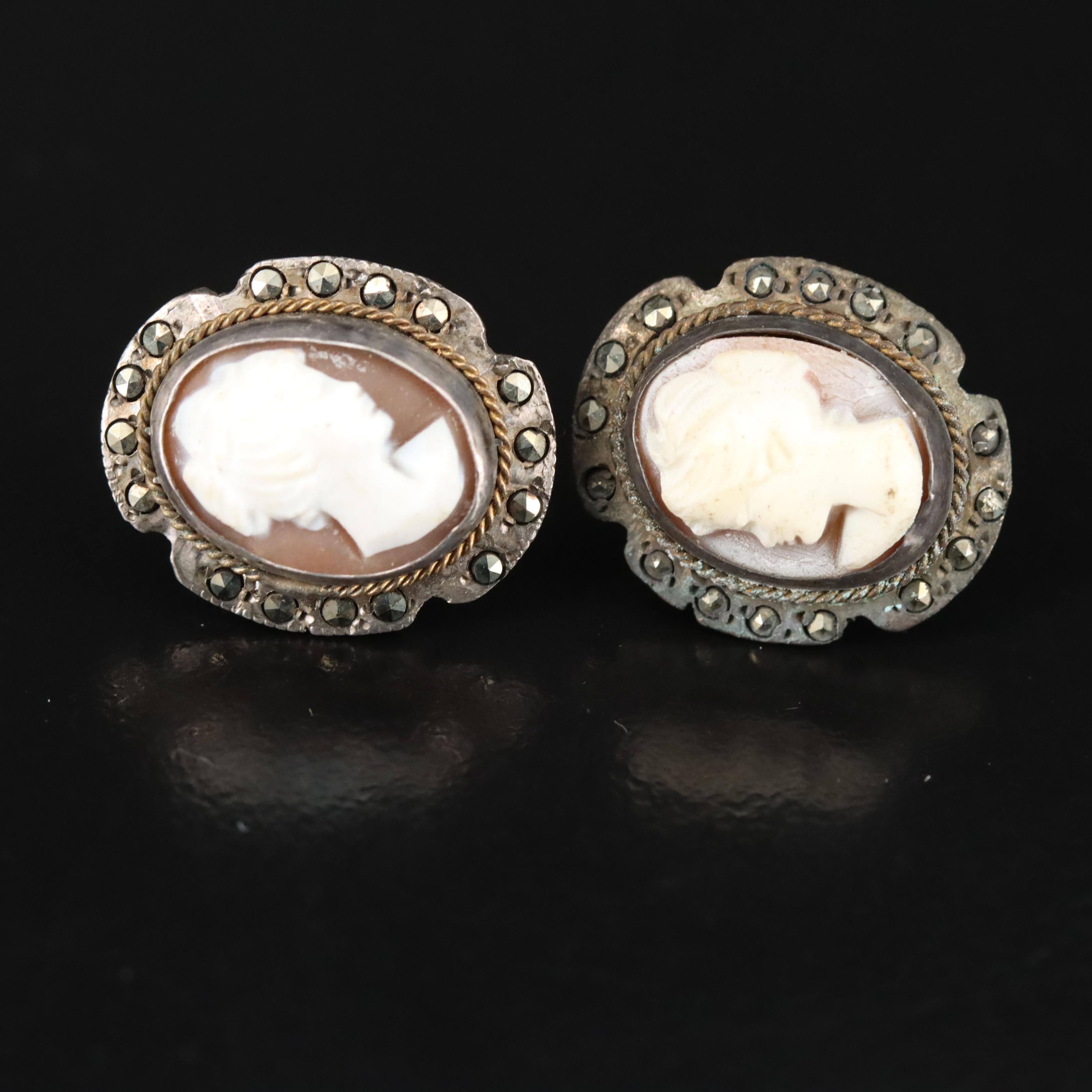 Vintage Sterling Marcasite Jewelry Including Art Deco and Carnelian