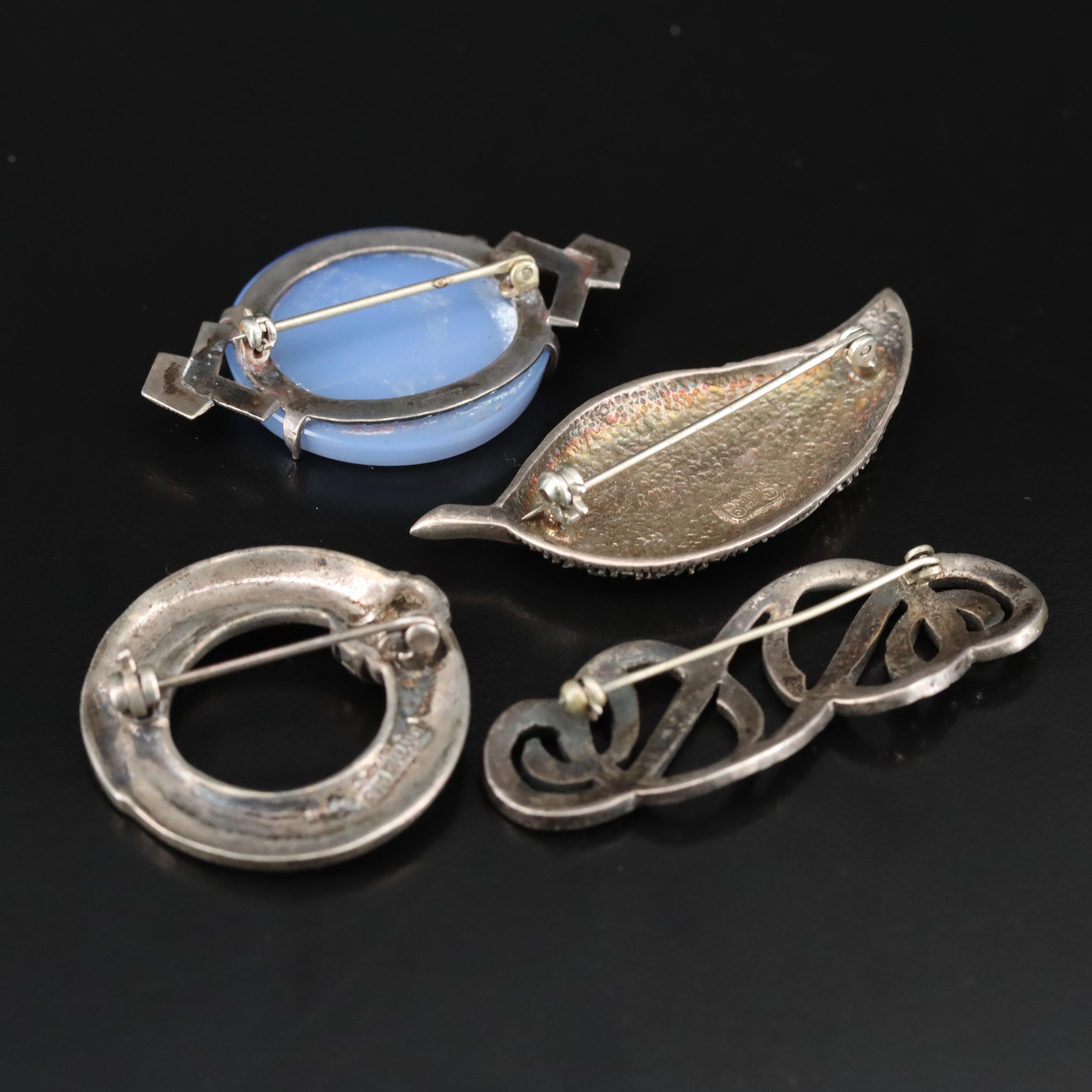 Vintage Sterling Marcasite Jewelry Including Art Deco and Carnelian