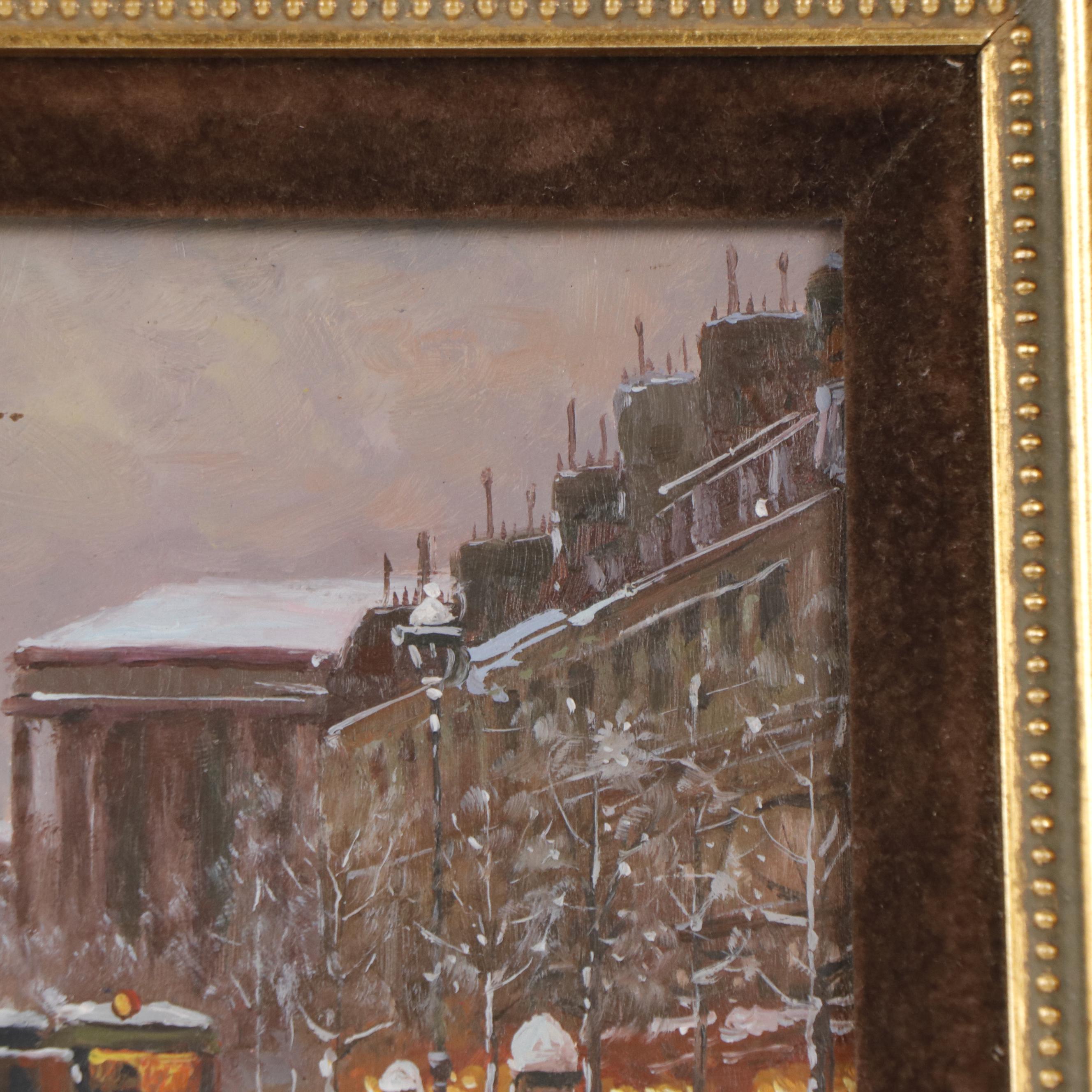 Oil Painting of Winter Street Scene