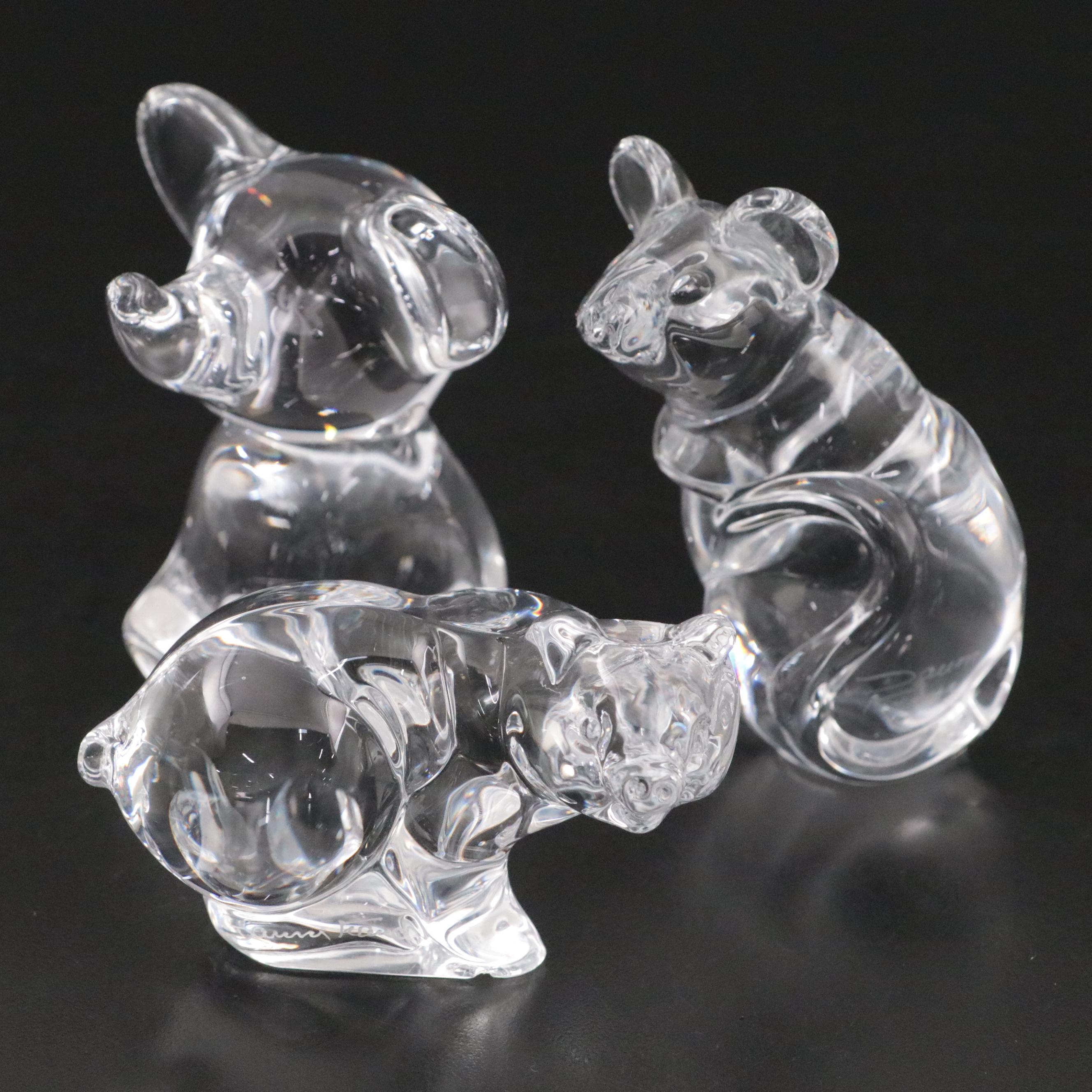 Daum French Crystal Elephant and Other Animal Figurines