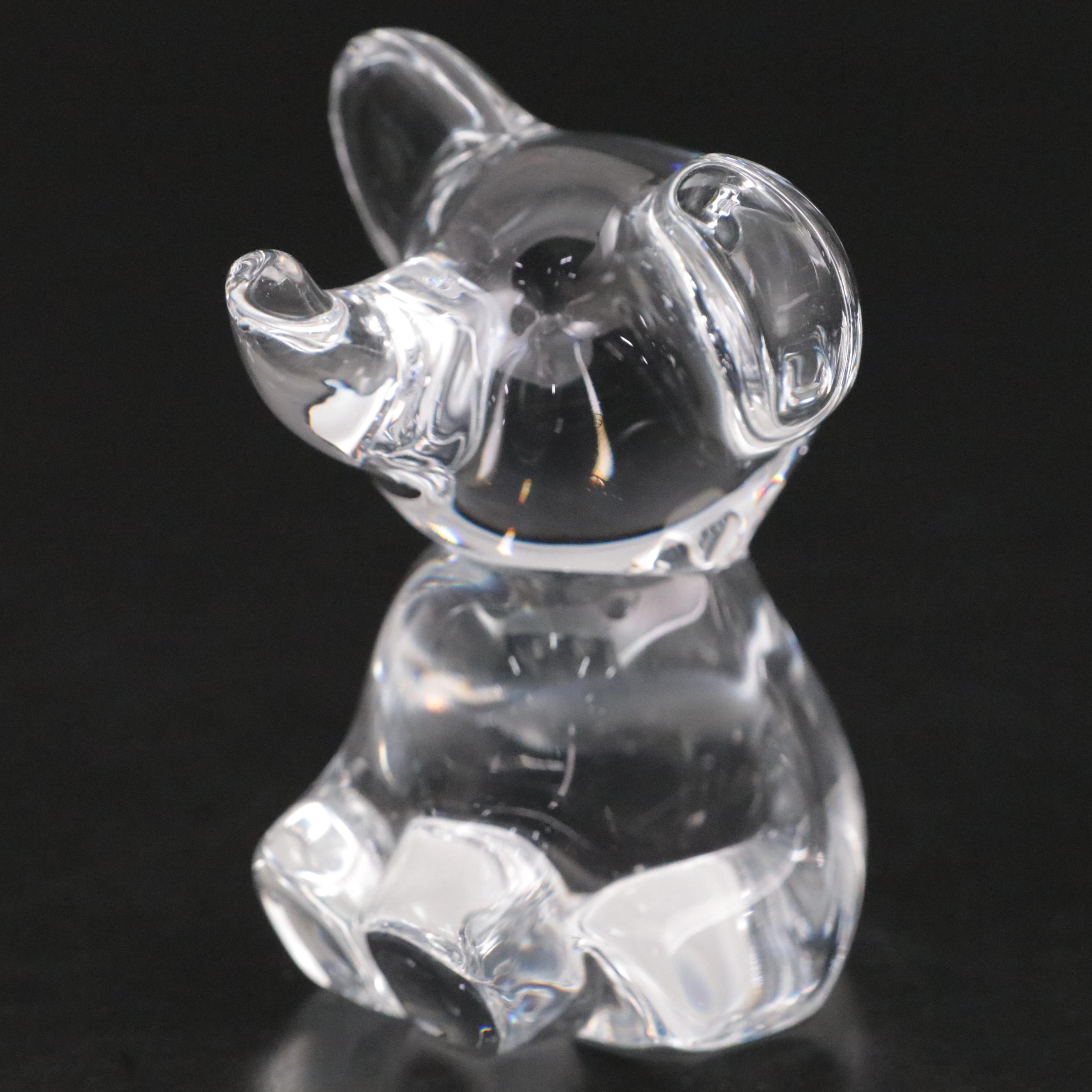Daum French Crystal Elephant and Other Animal Figurines