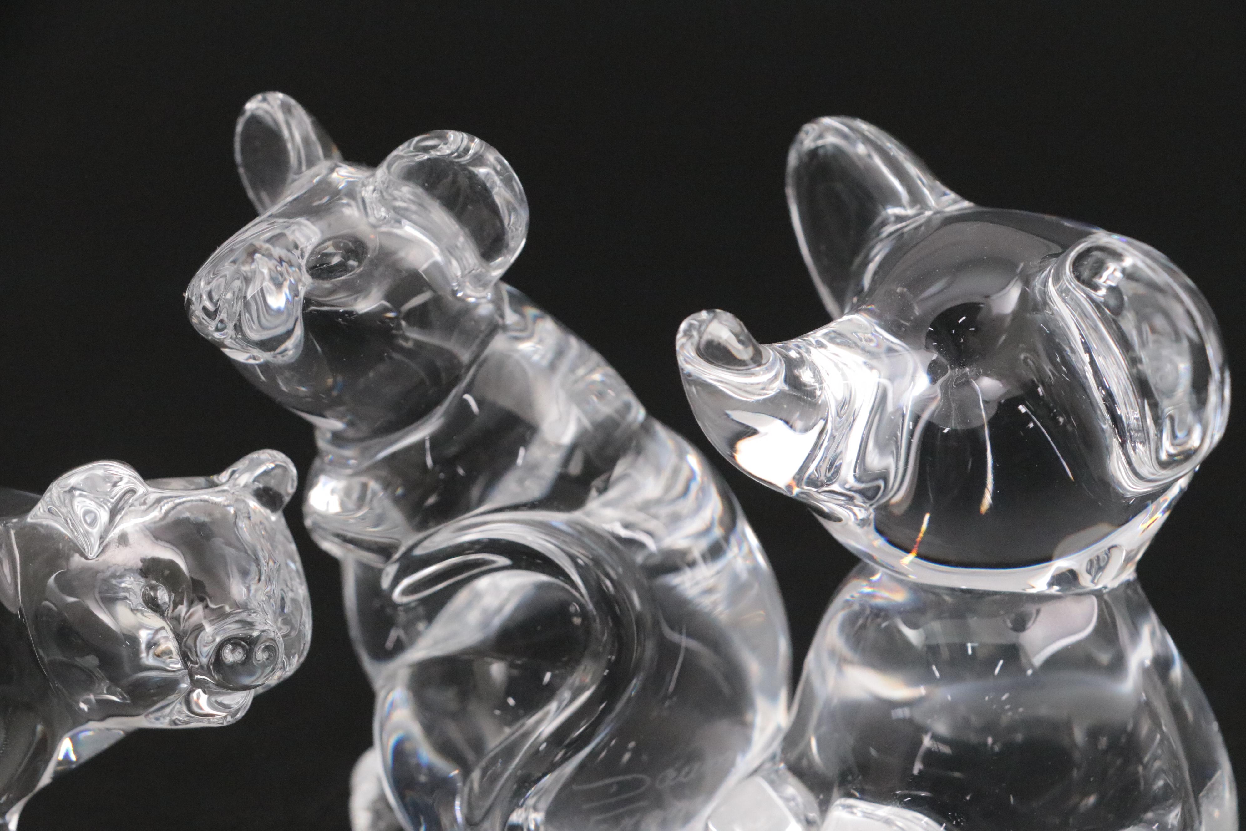 Daum French Crystal Elephant and Other Animal Figurines