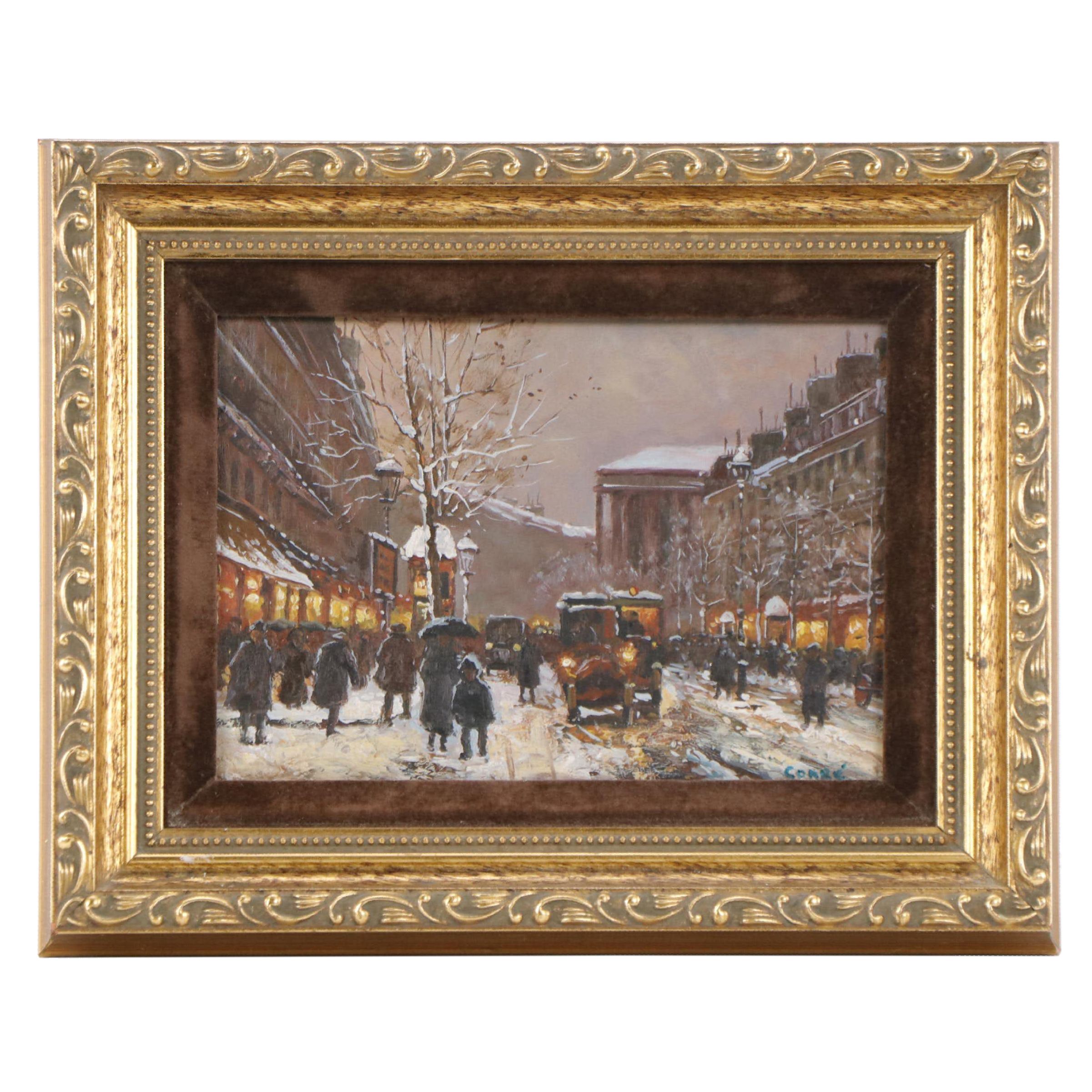 Oil Painting of Winter Street Scene