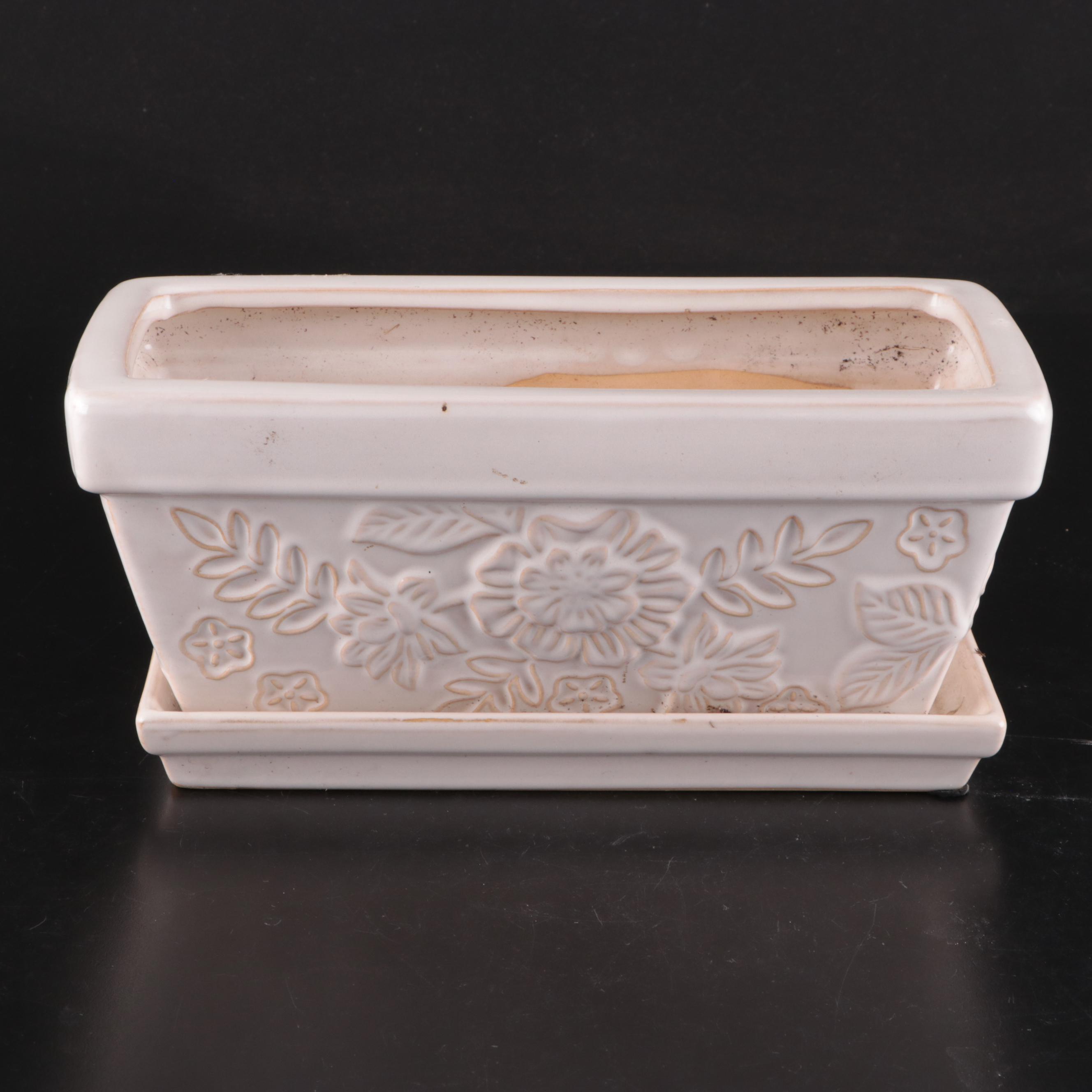 Pennington "Vintage Floral Cream Mist" Ceramic Window Box Planters Everything But The House