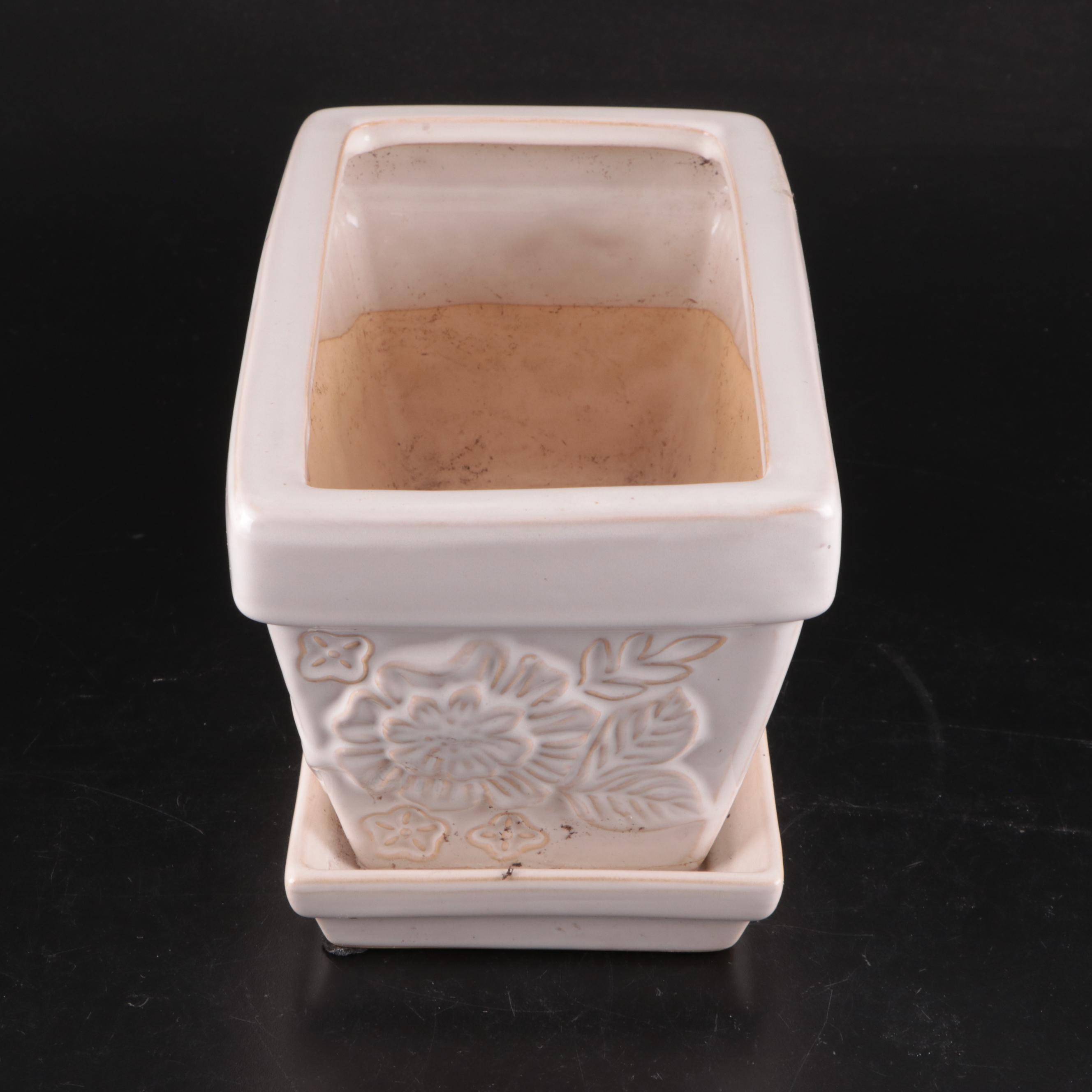 Pennington "Vintage Floral Cream Mist" Ceramic Window Box Planters