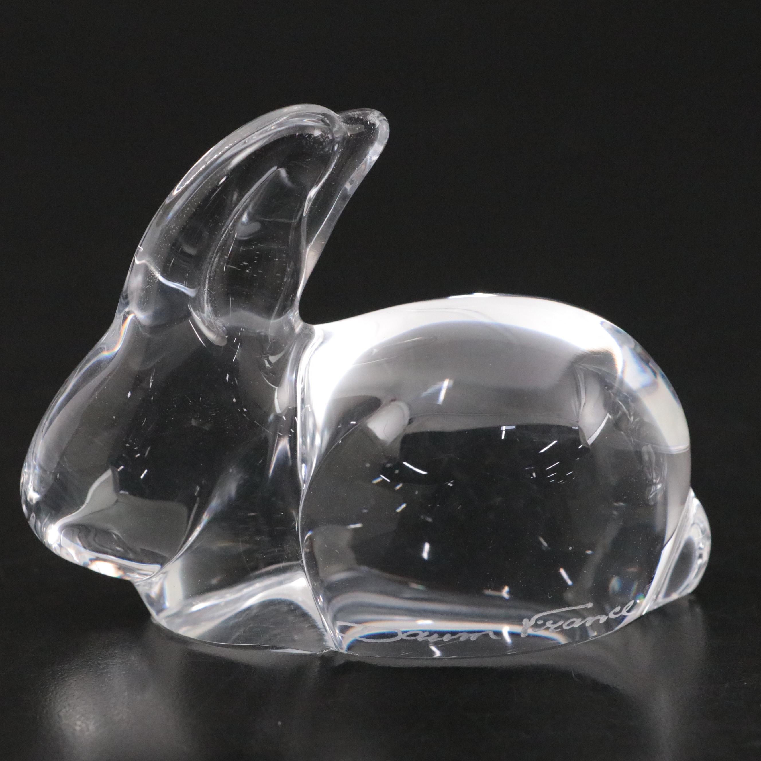 Daum French Crystal Rabbit, Cat and Dog Figurines