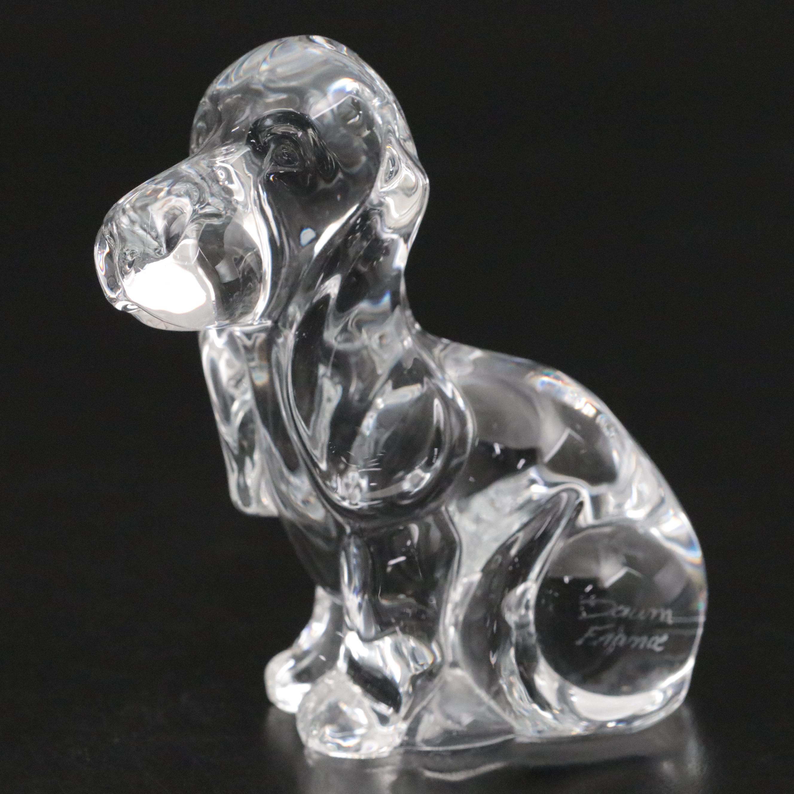 Daum French Crystal Rabbit, Cat and Dog Figurines