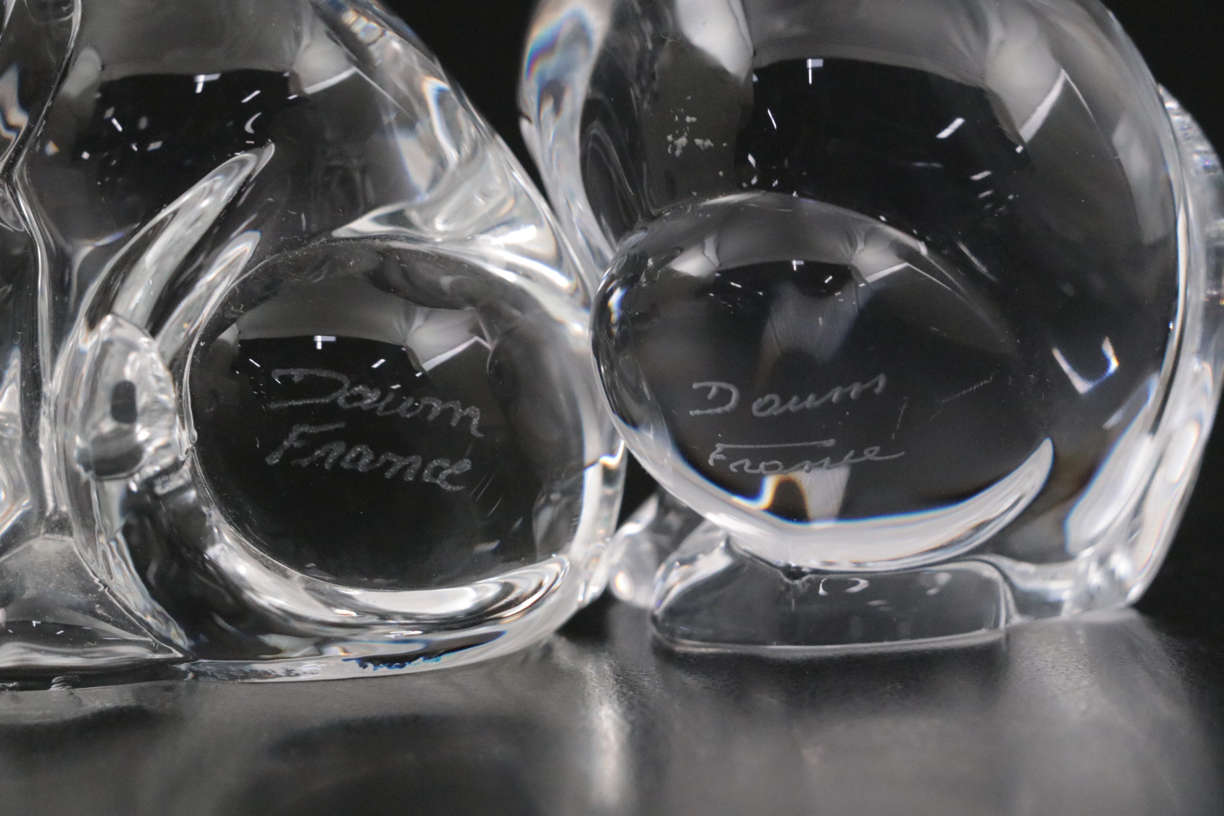 Daum French Crystal Rabbit, Cat and Dog Figurines