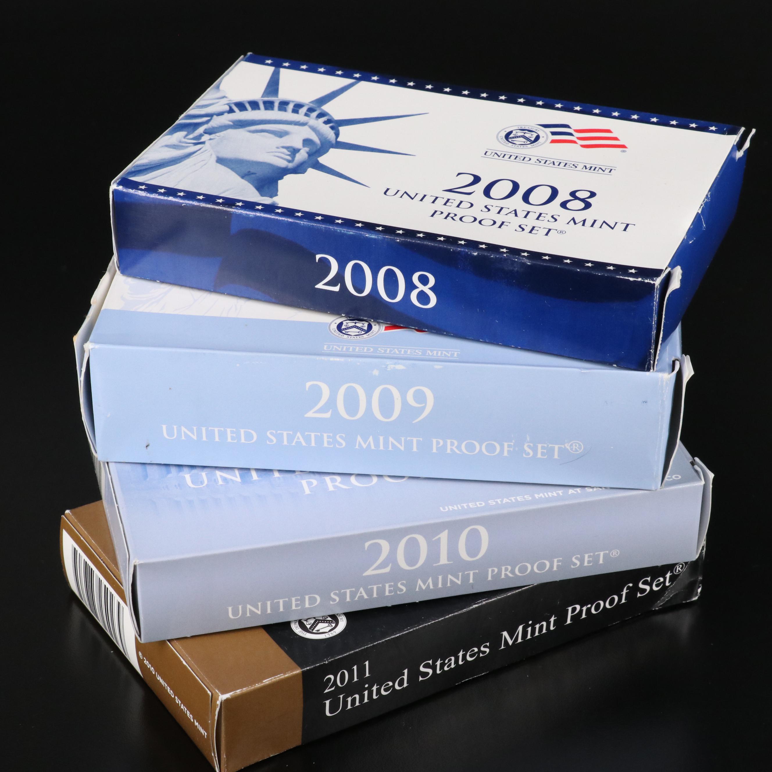 Four Different U.S. Proof Sets, 2008-2011