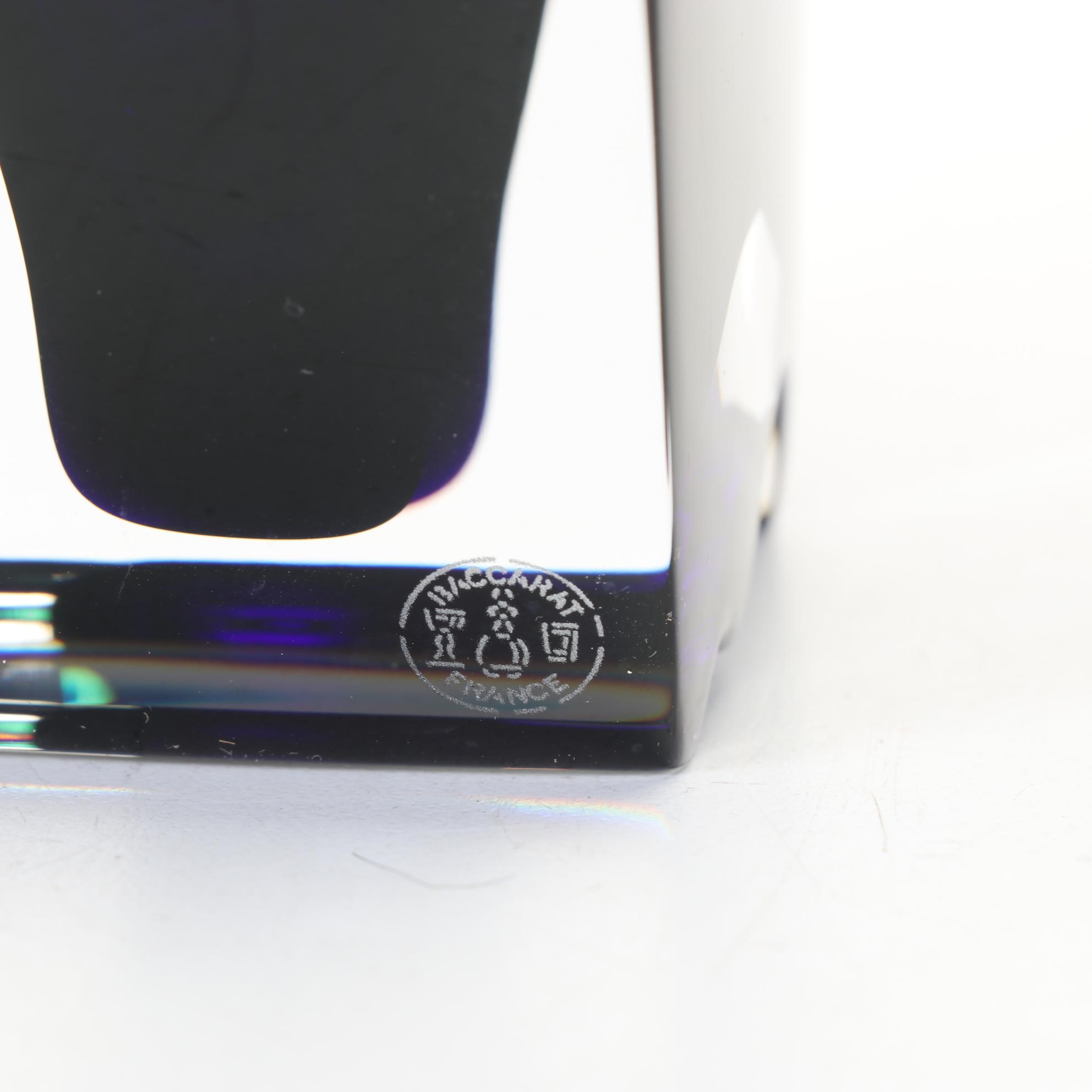 Baccarat "Oceanie" Cobalt Encased Glass Vase With Green Accent By Thomas Bastide