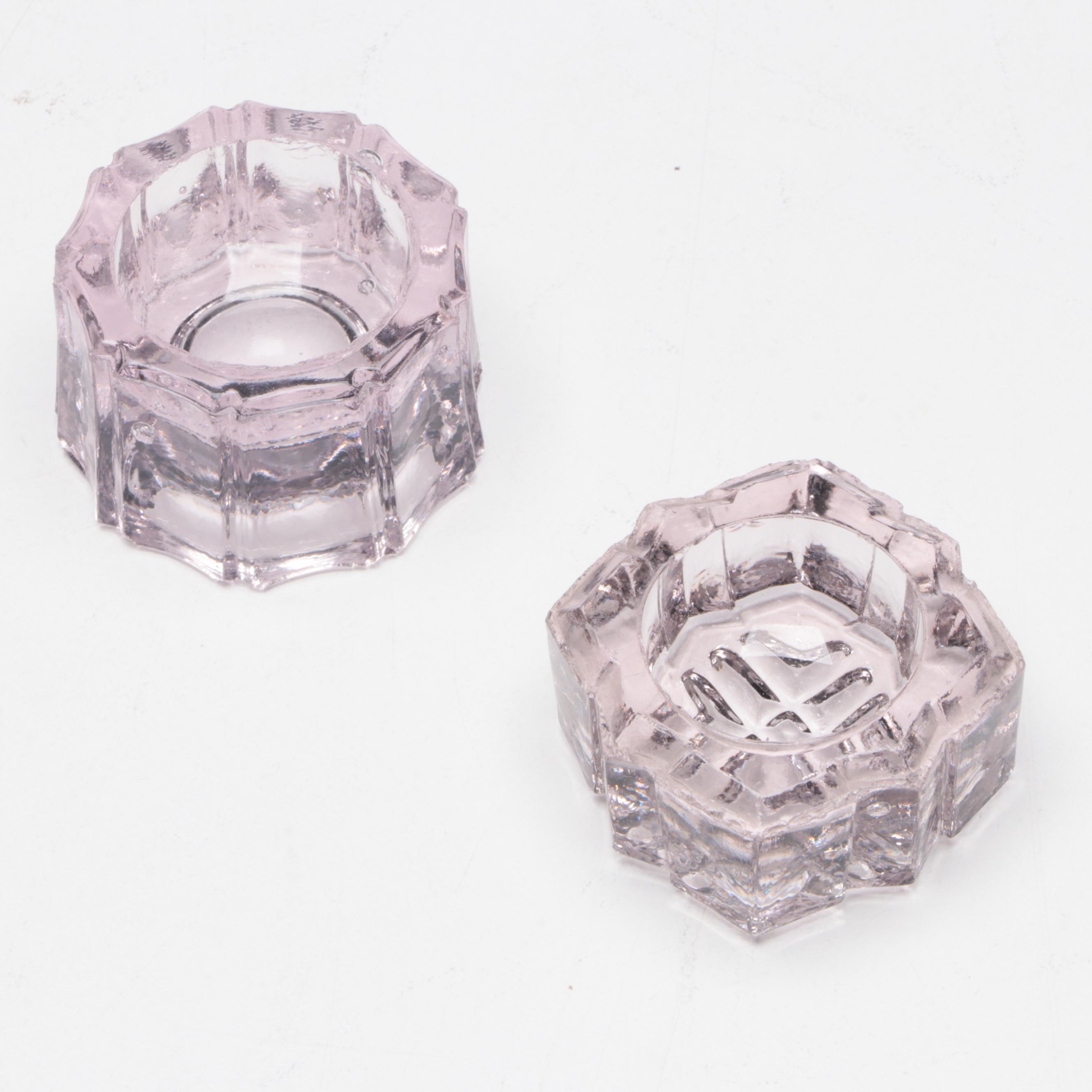 Uranium Crackle Glass Souvenir Coaster with Salt Cellars and Spoons