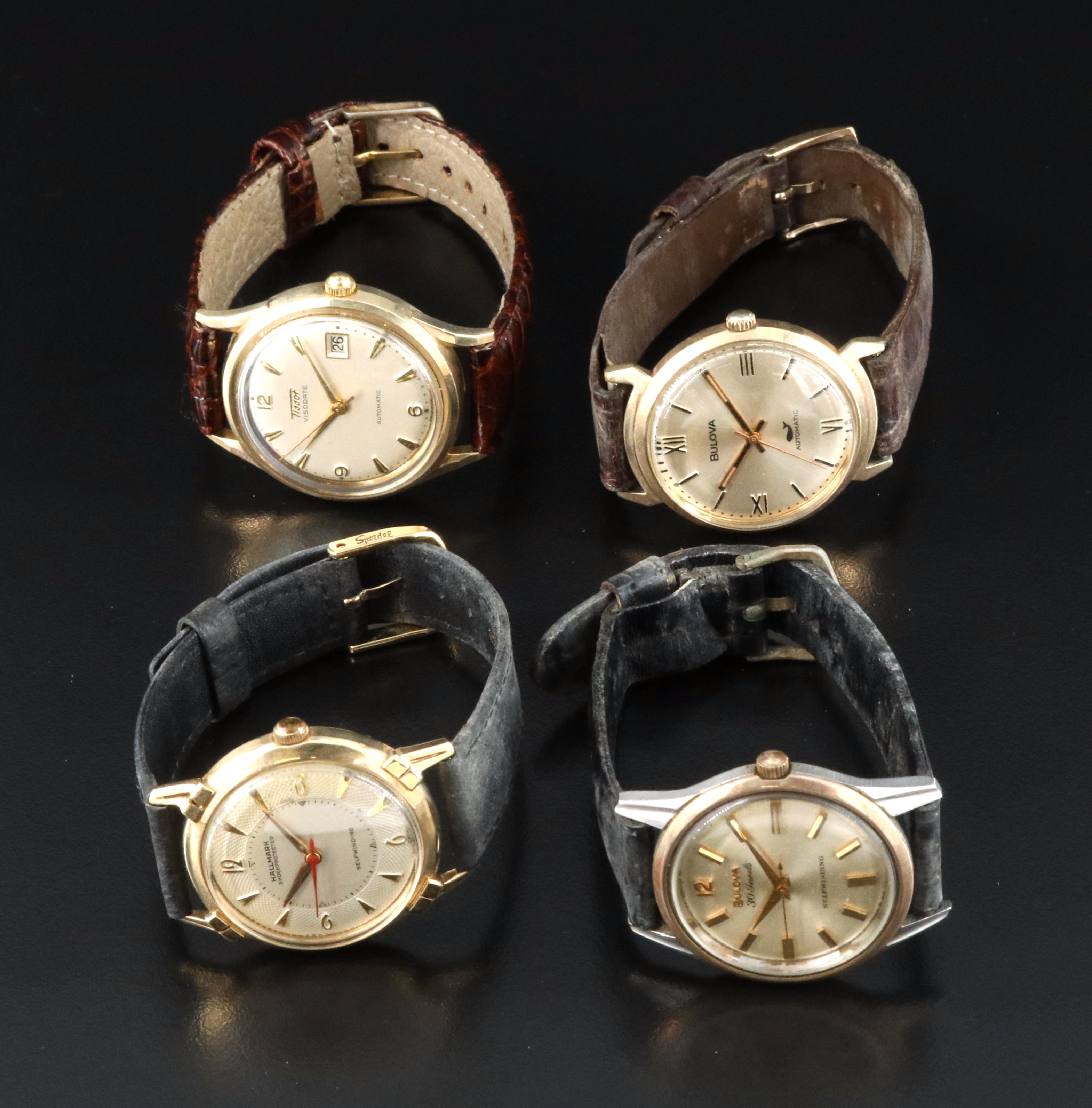 Four Gold, Gold-Filled, Gold-Plated Vintage Automatic Watches