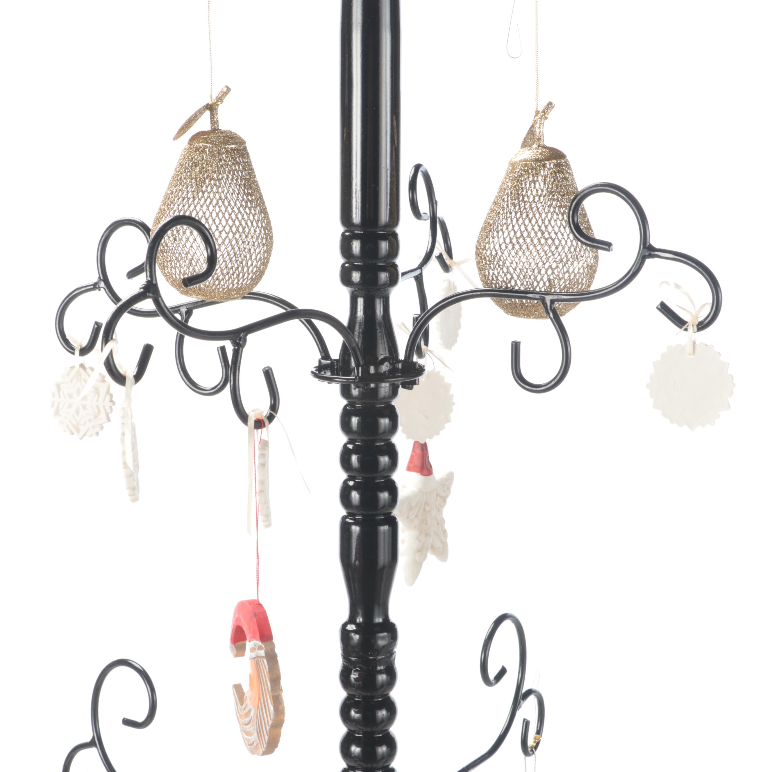 Black Metal Wire Christmas Tree with Ornaments