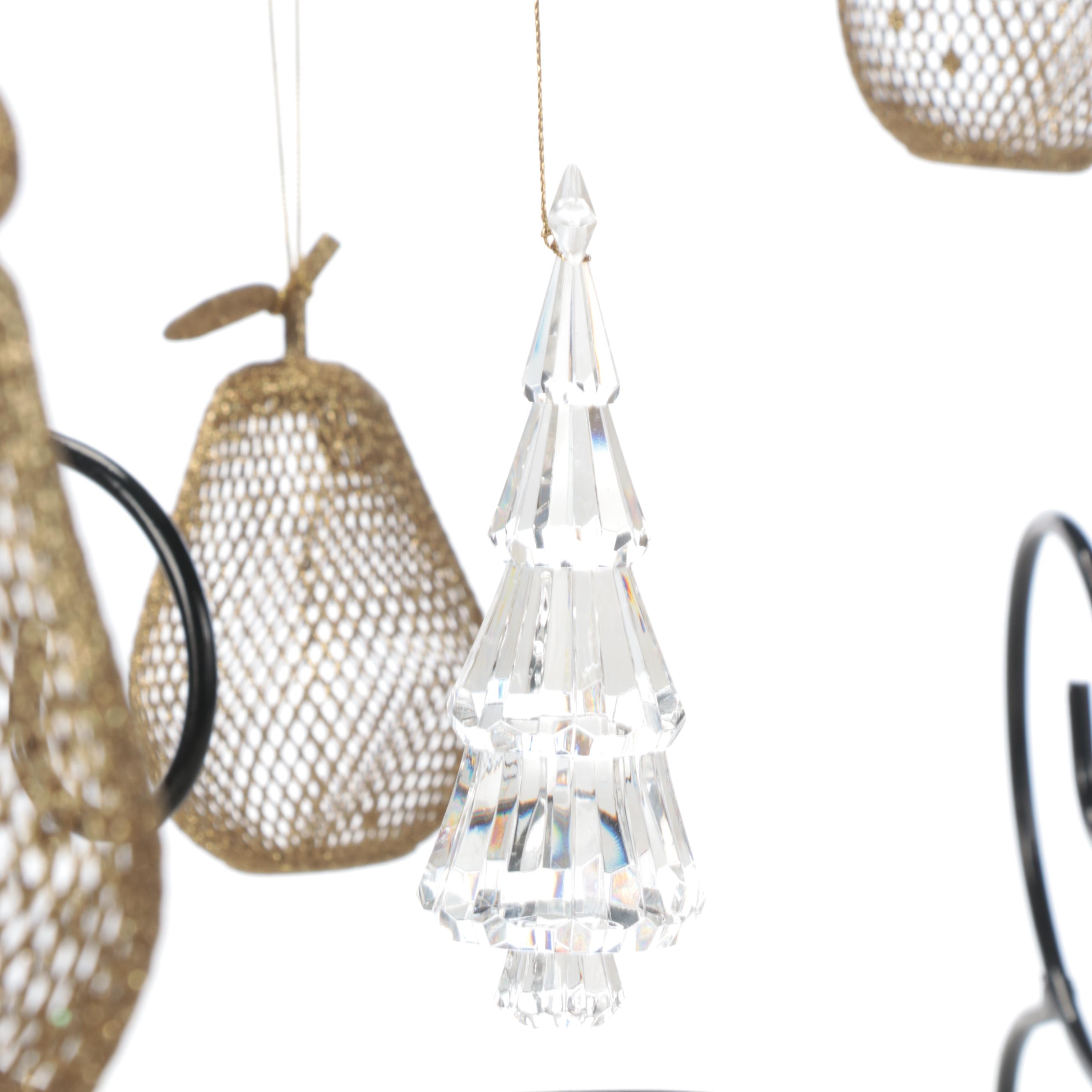 Black Metal Wire Christmas Tree with Ornaments