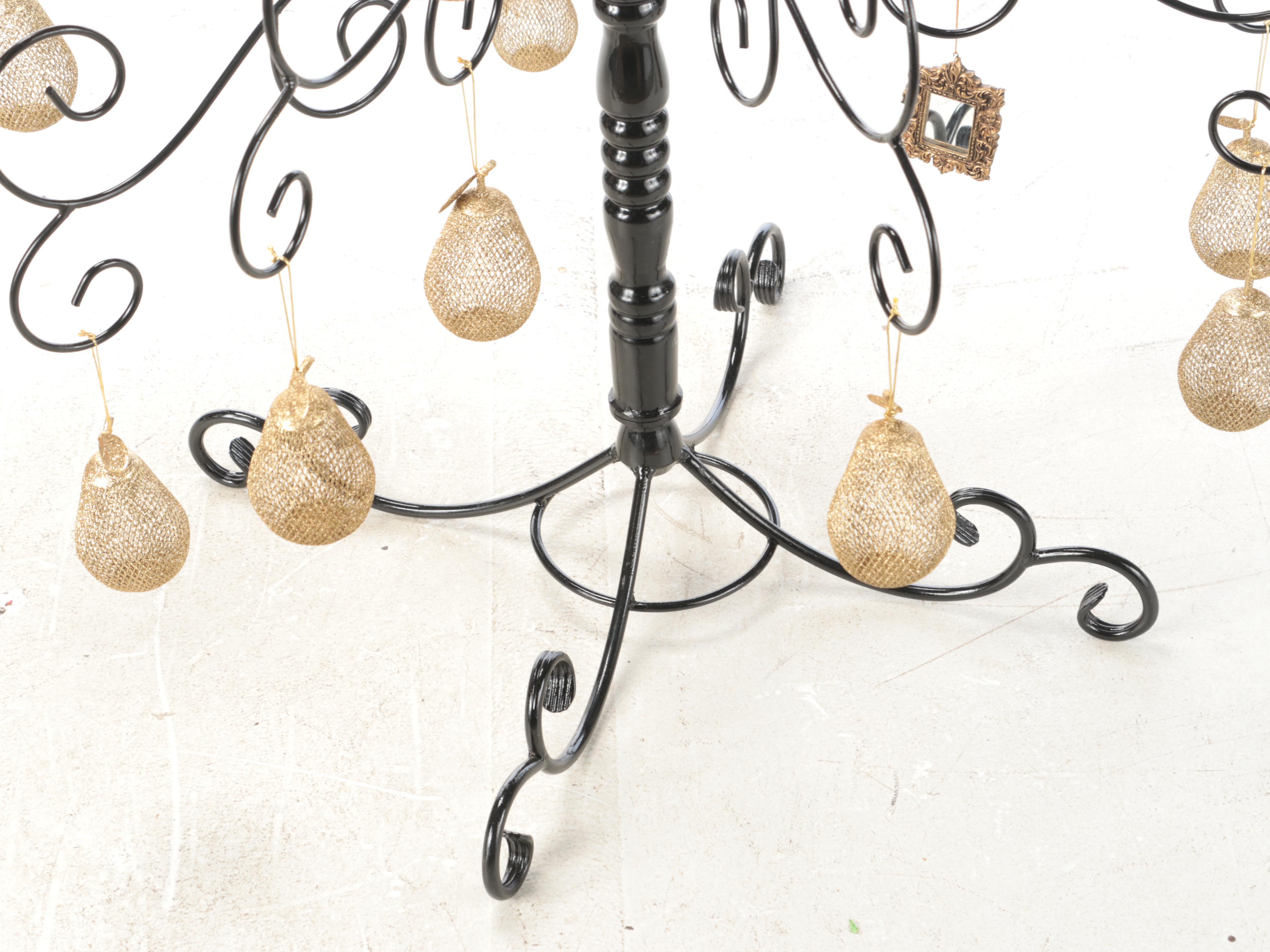 Black Metal Wire Christmas Tree with Ornaments