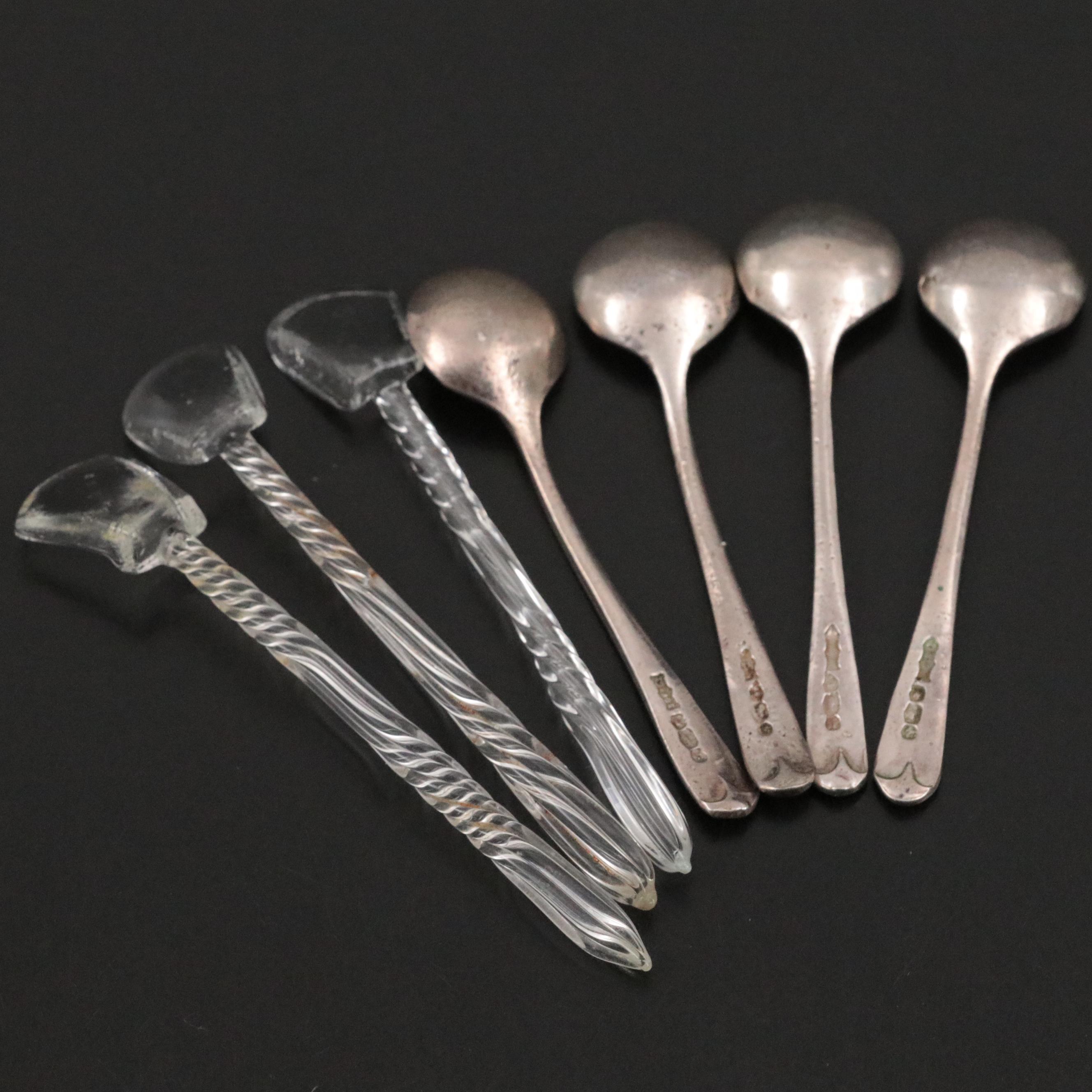 Uranium Crackle Glass Souvenir Coaster with Salt Cellars and Spoons