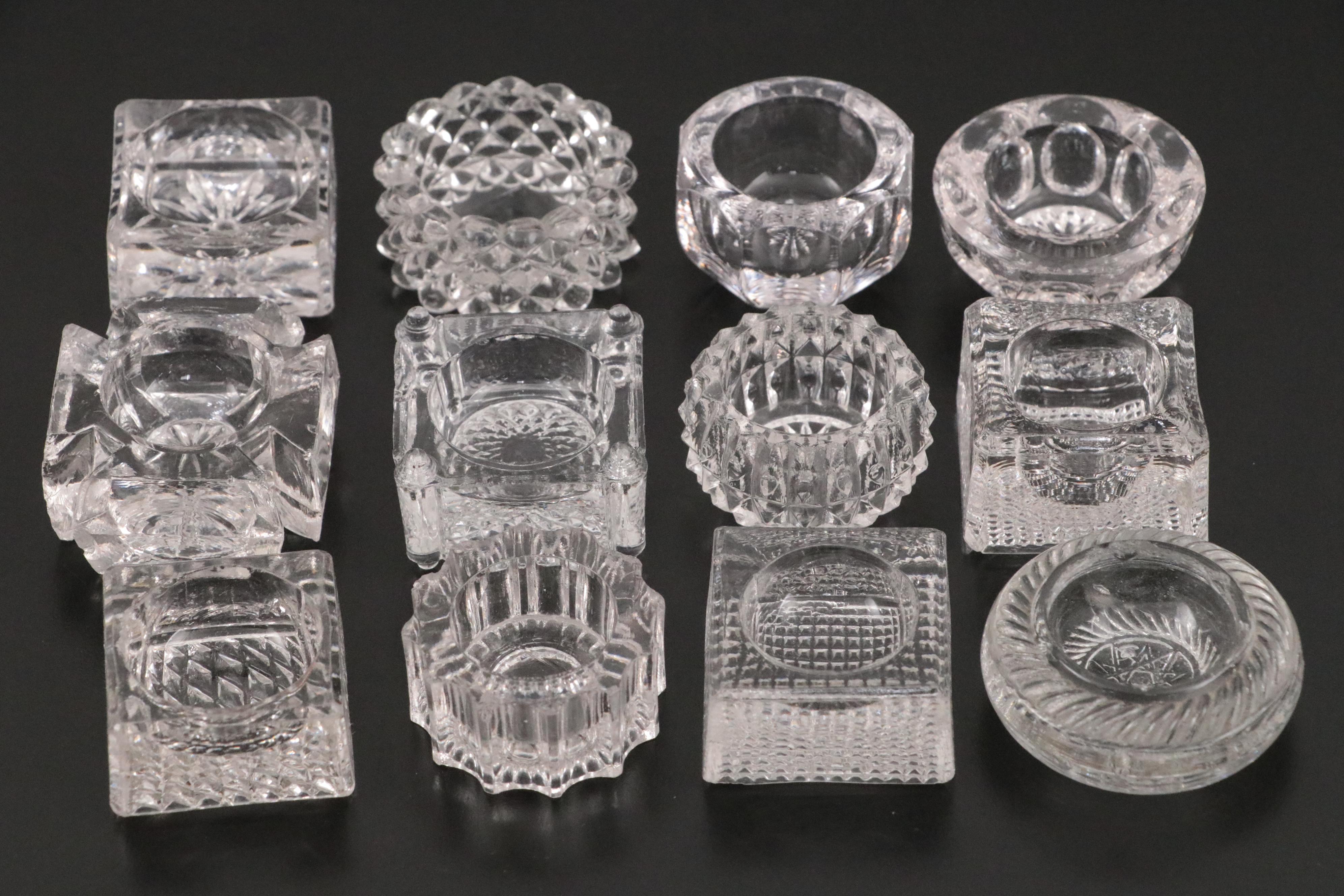 Uranium Crackle Glass Souvenir Coaster with Salt Cellars and Spoons