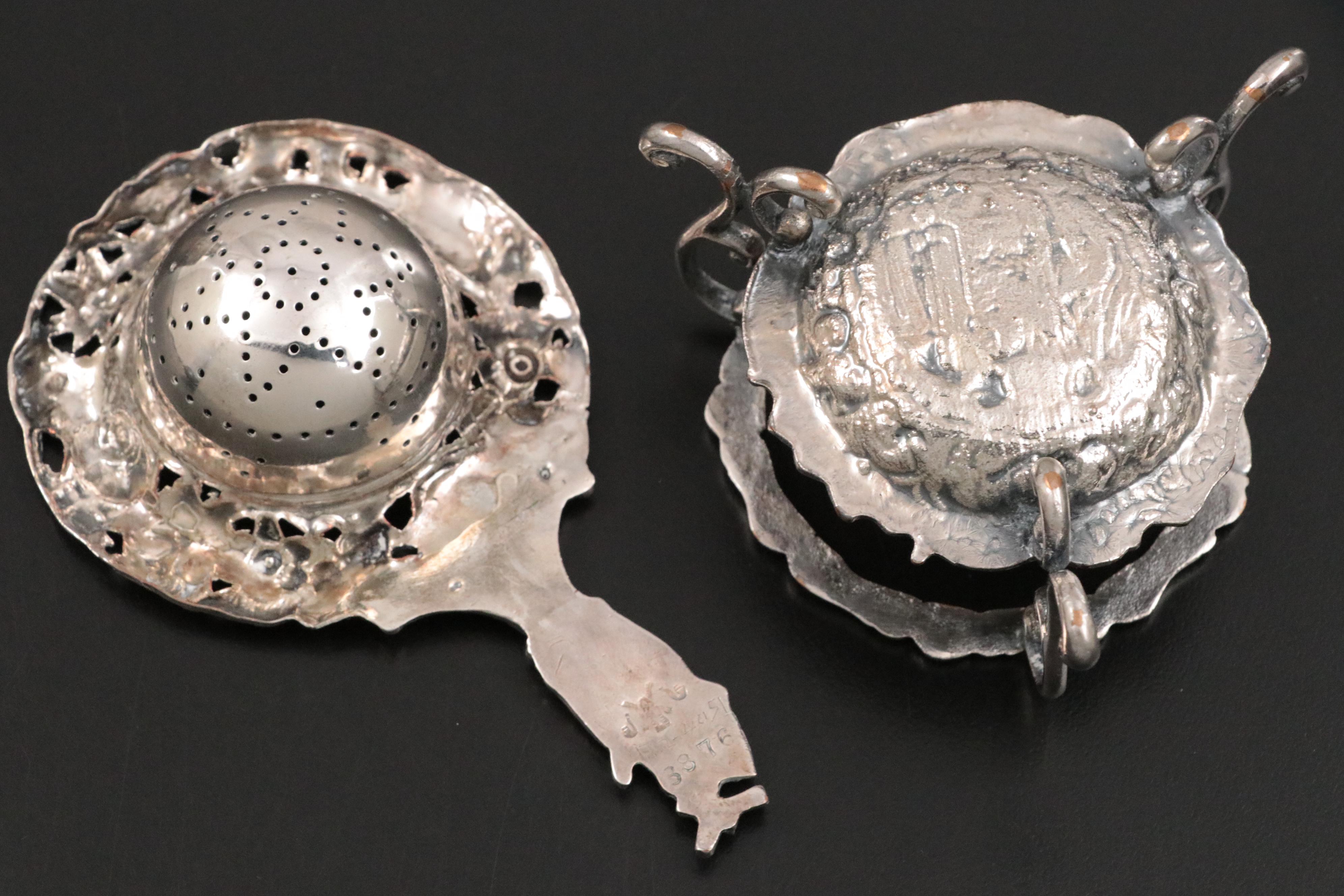 Barbour Silver Co. Silver Plate Tea Cady and Tea Strainer with More