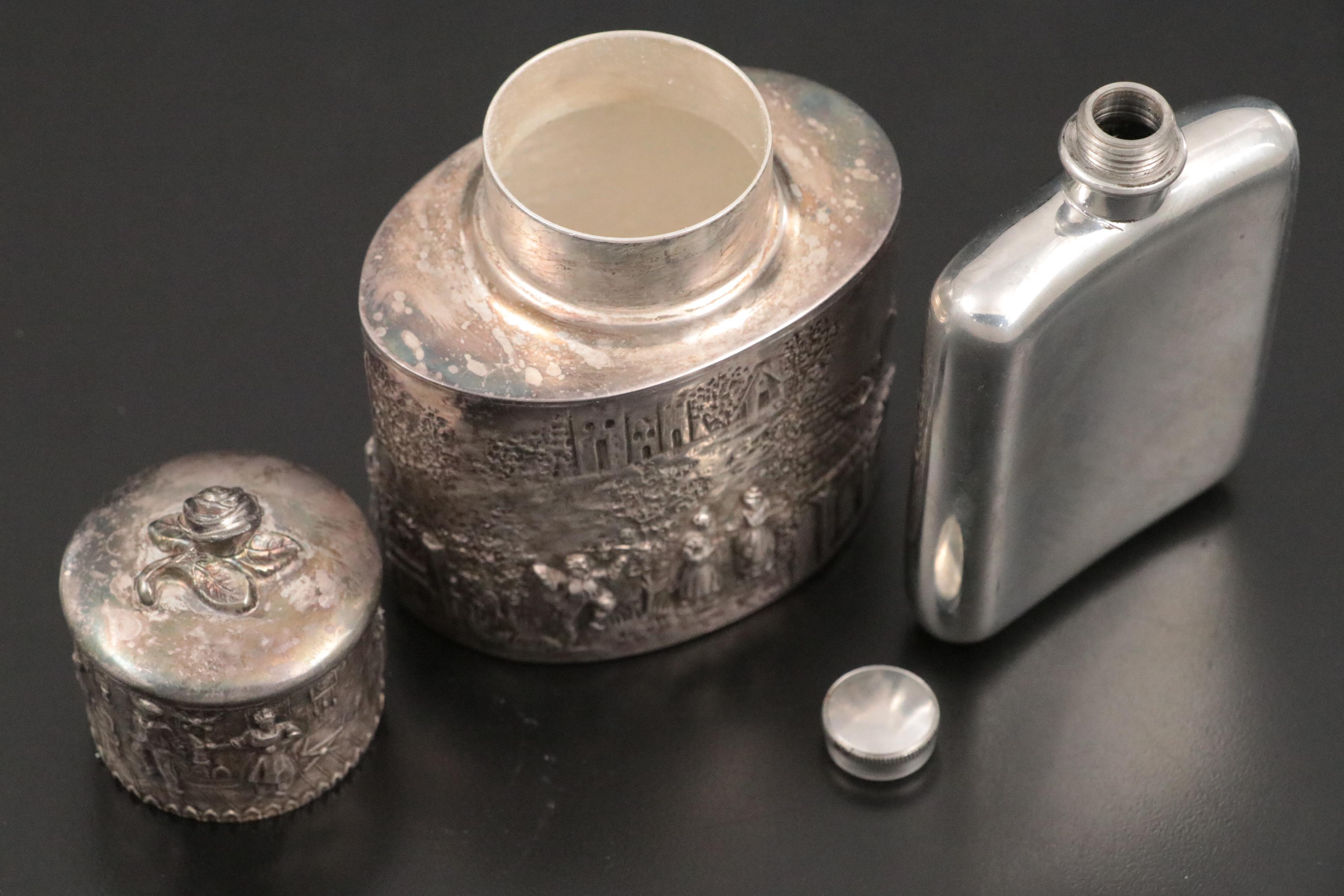 Barbour Silver Co. Silver Plate Tea Cady and Tea Strainer with More