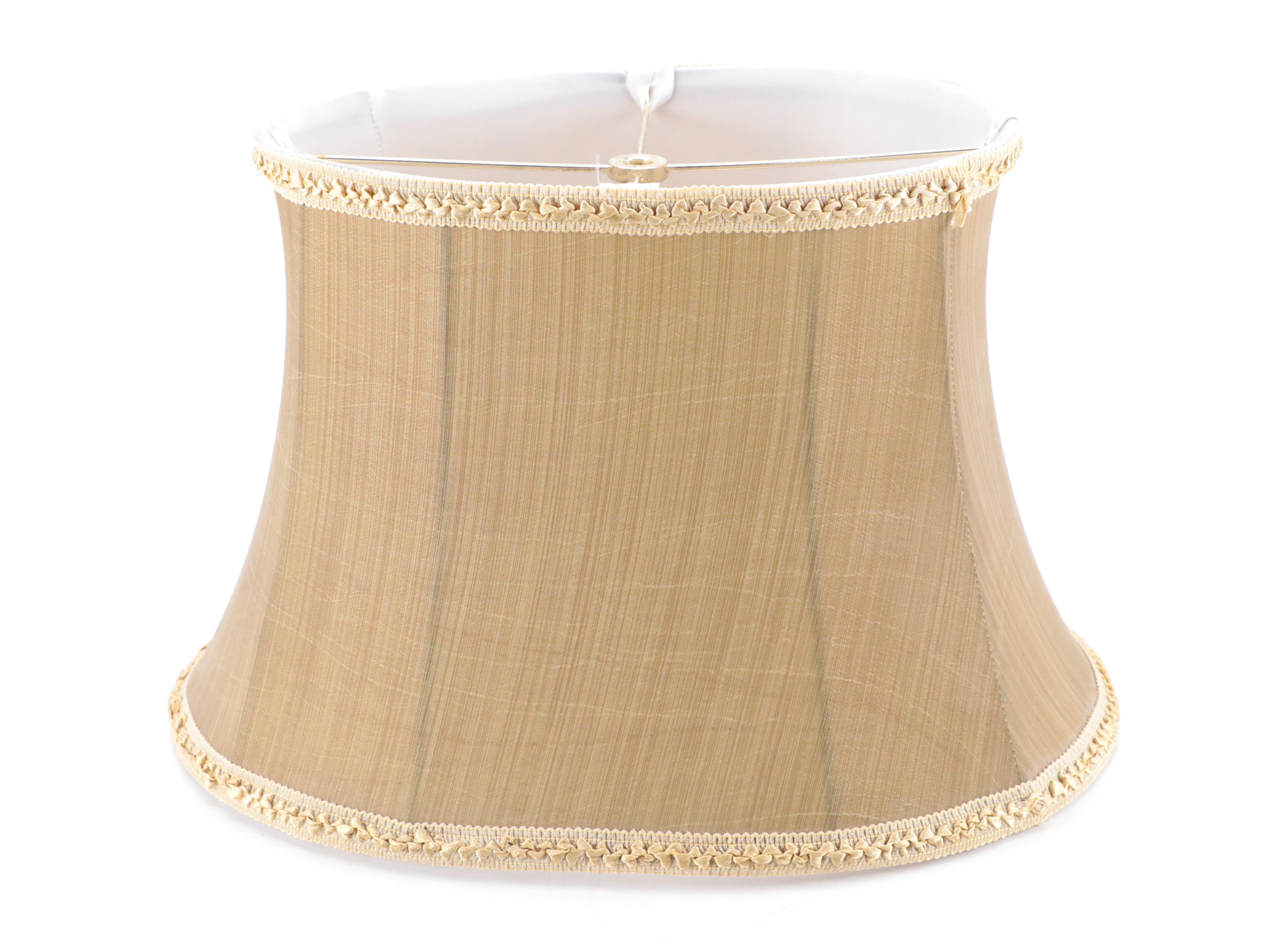 Brass Mount  Teal Glazed Porcelain Table Lamp With Oval Shade