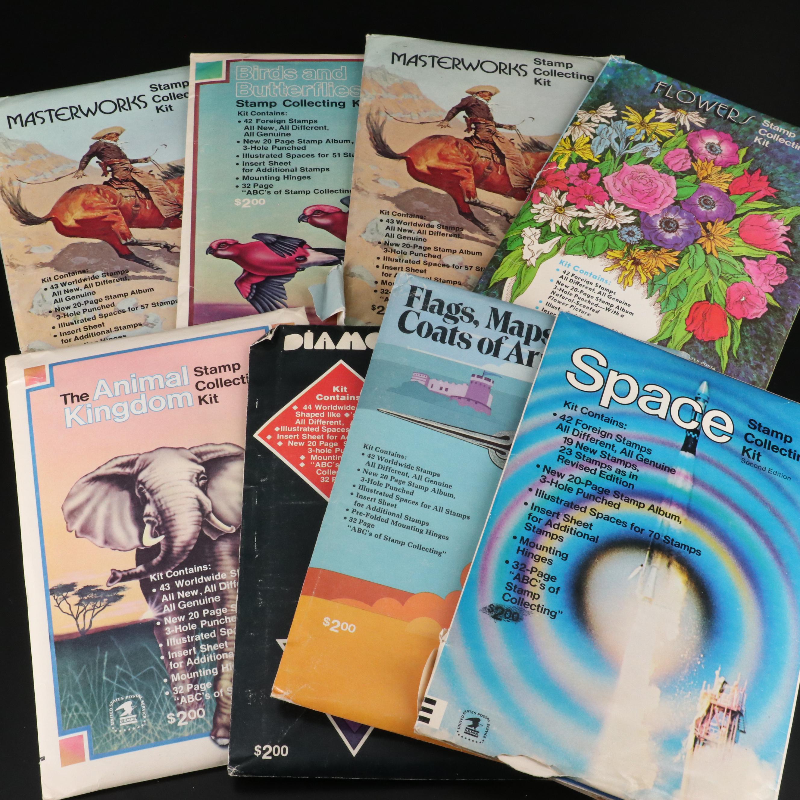 Eight Postage Stamp Collecting Kits and More