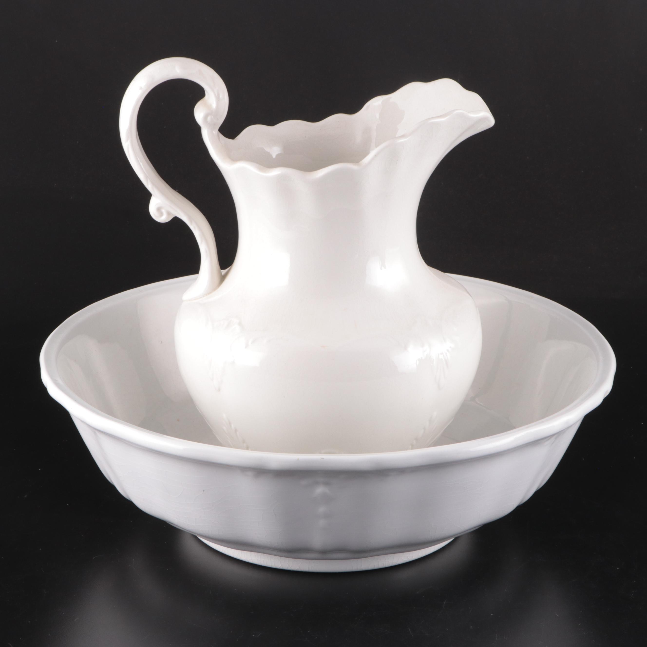 Wedgwood Ceramic Grapevine Pitcher with Other English Pitcher and Basin