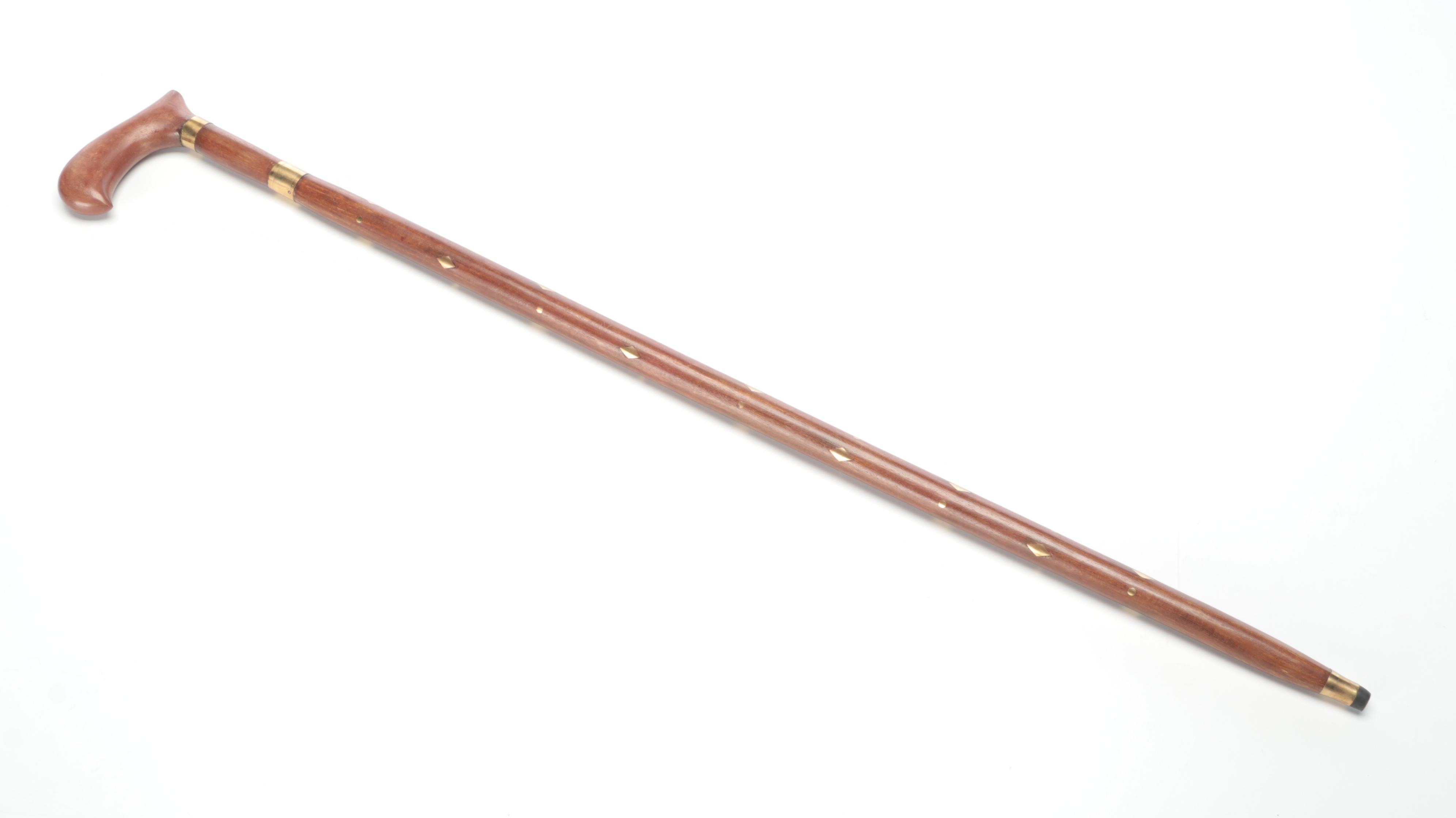 Brass Inlaid Wooden Sword Cane