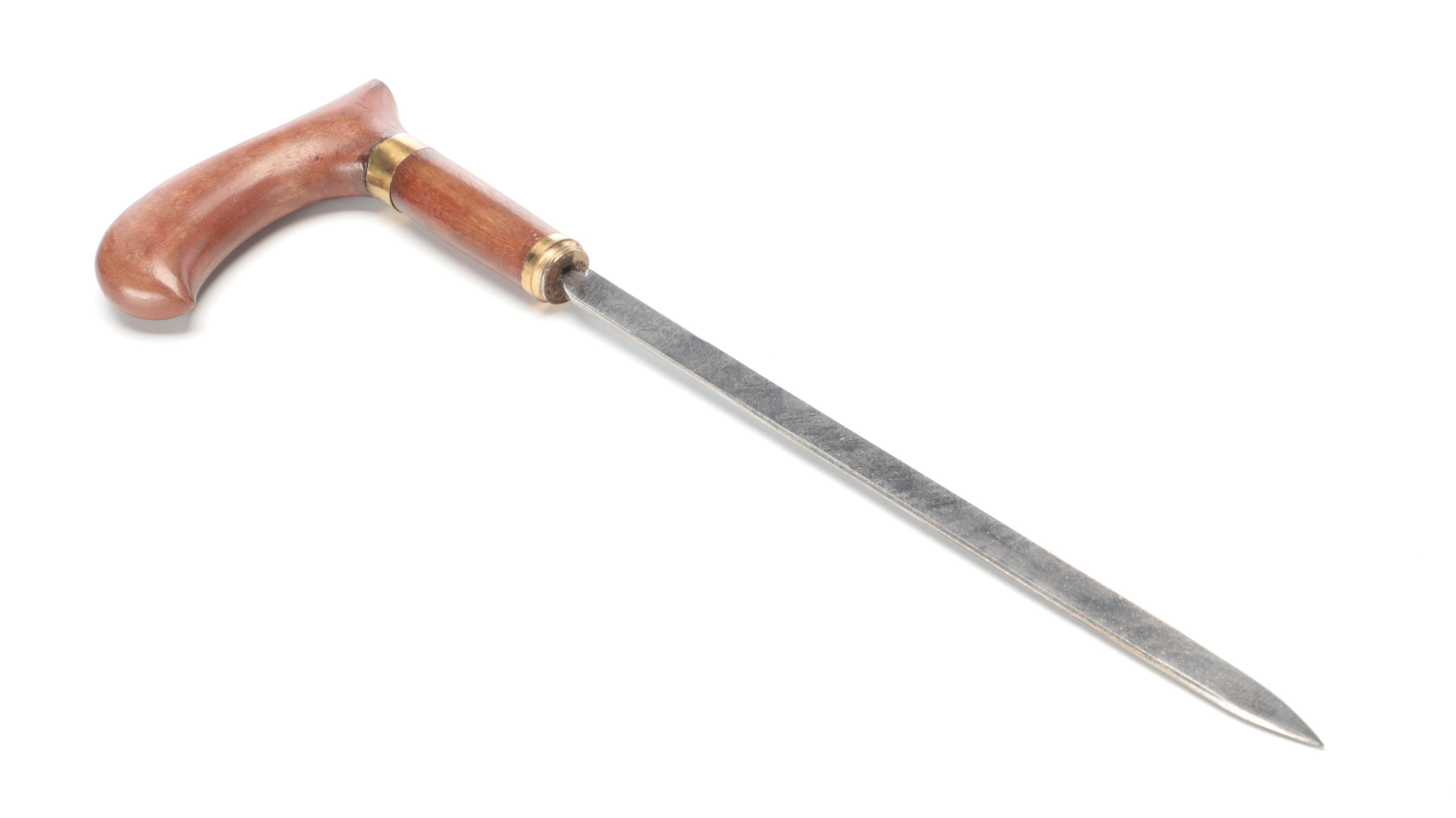 Brass Inlaid Wooden Sword Cane
