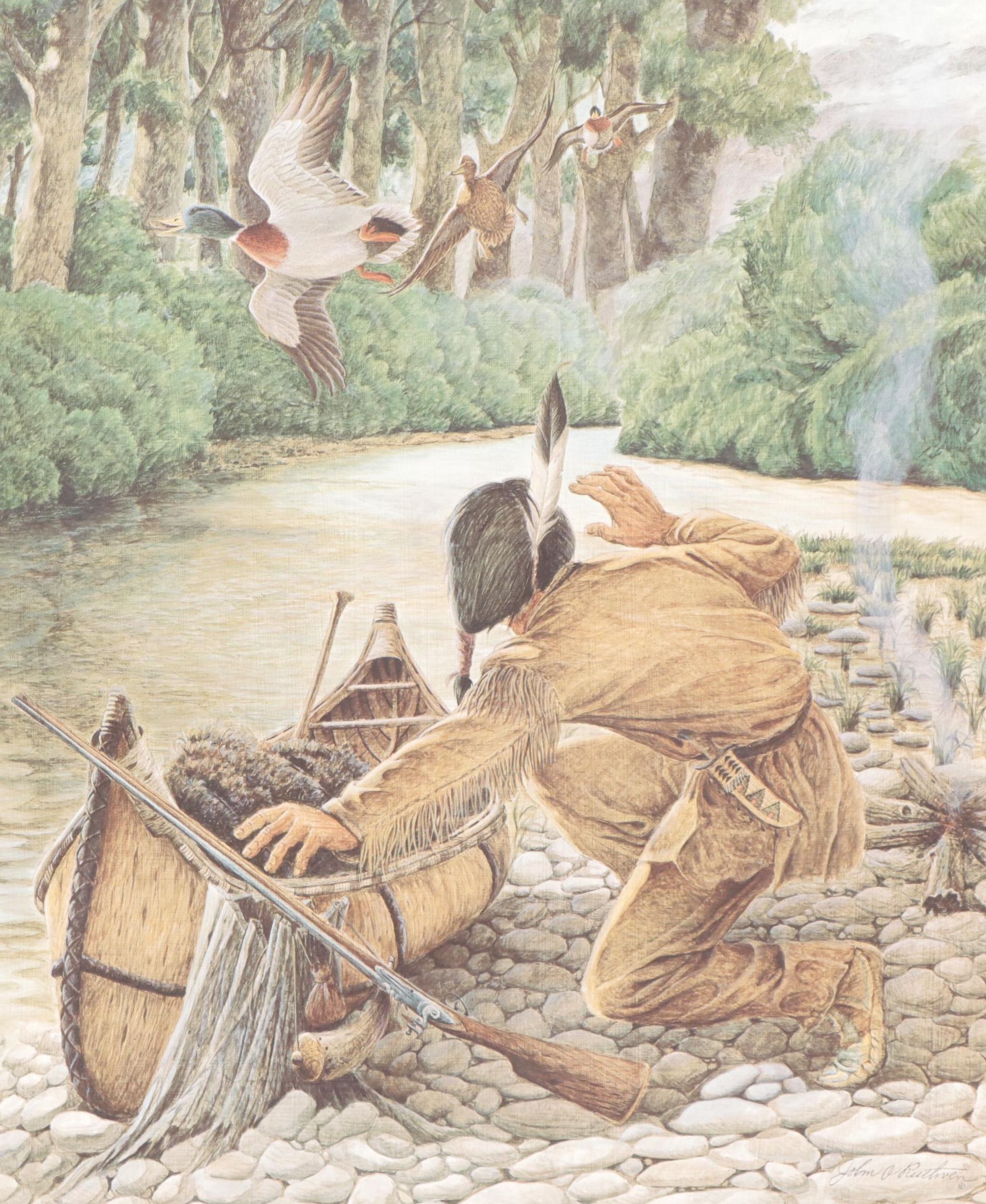 John Ruthven Artist Proof Offset Lithograph "Shawnee Indian"