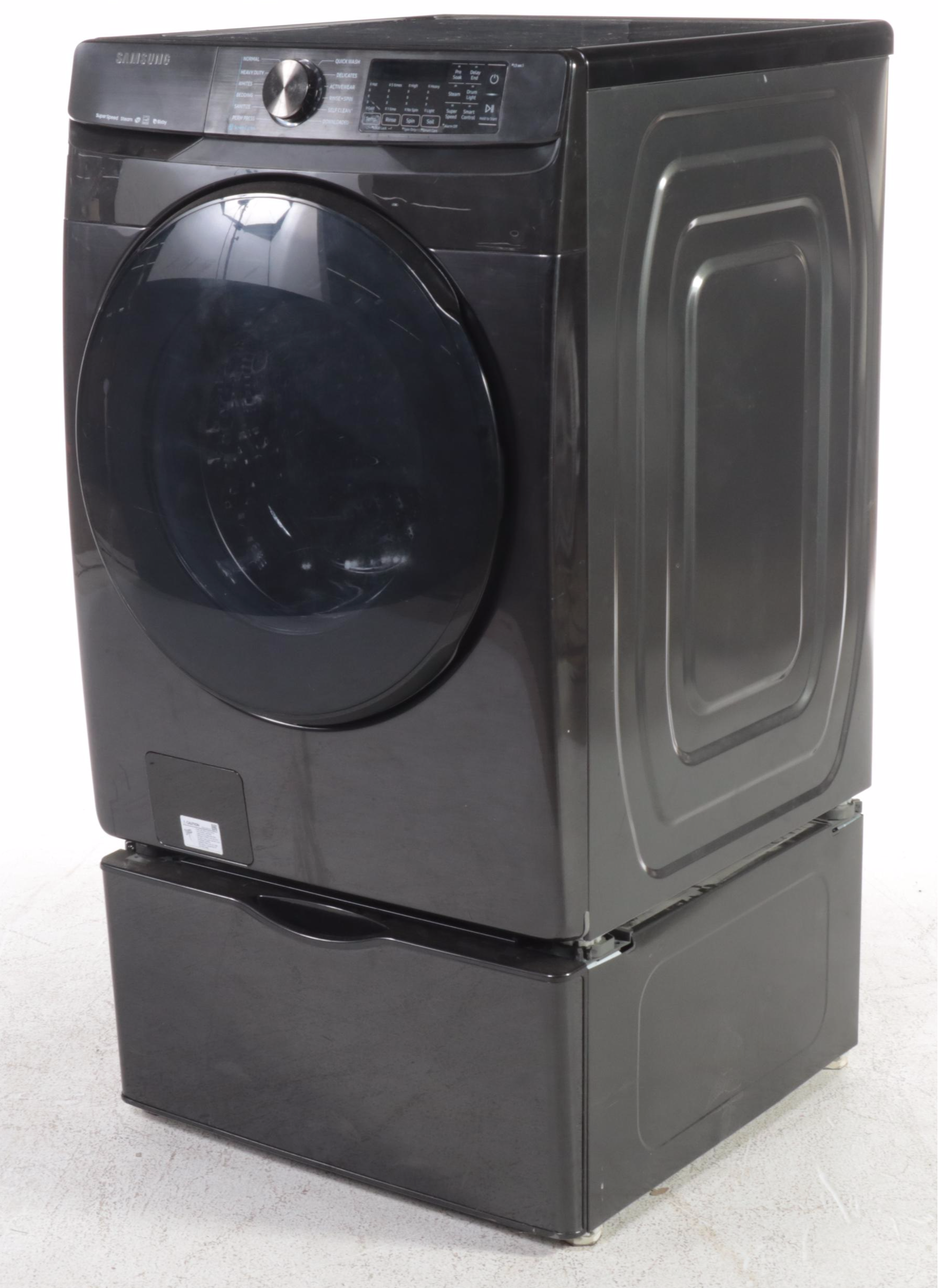 Samsung 5.0 Cu. Ft. Brushed Black Front Load Washer With Pedestal