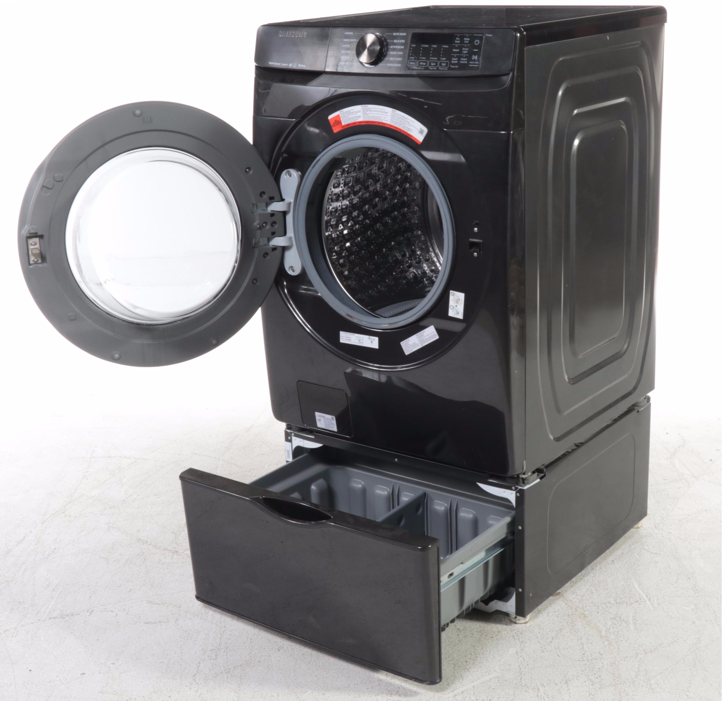 Samsung 5.0 Cu. Ft. Brushed Black Front Load Washer With Pedestal