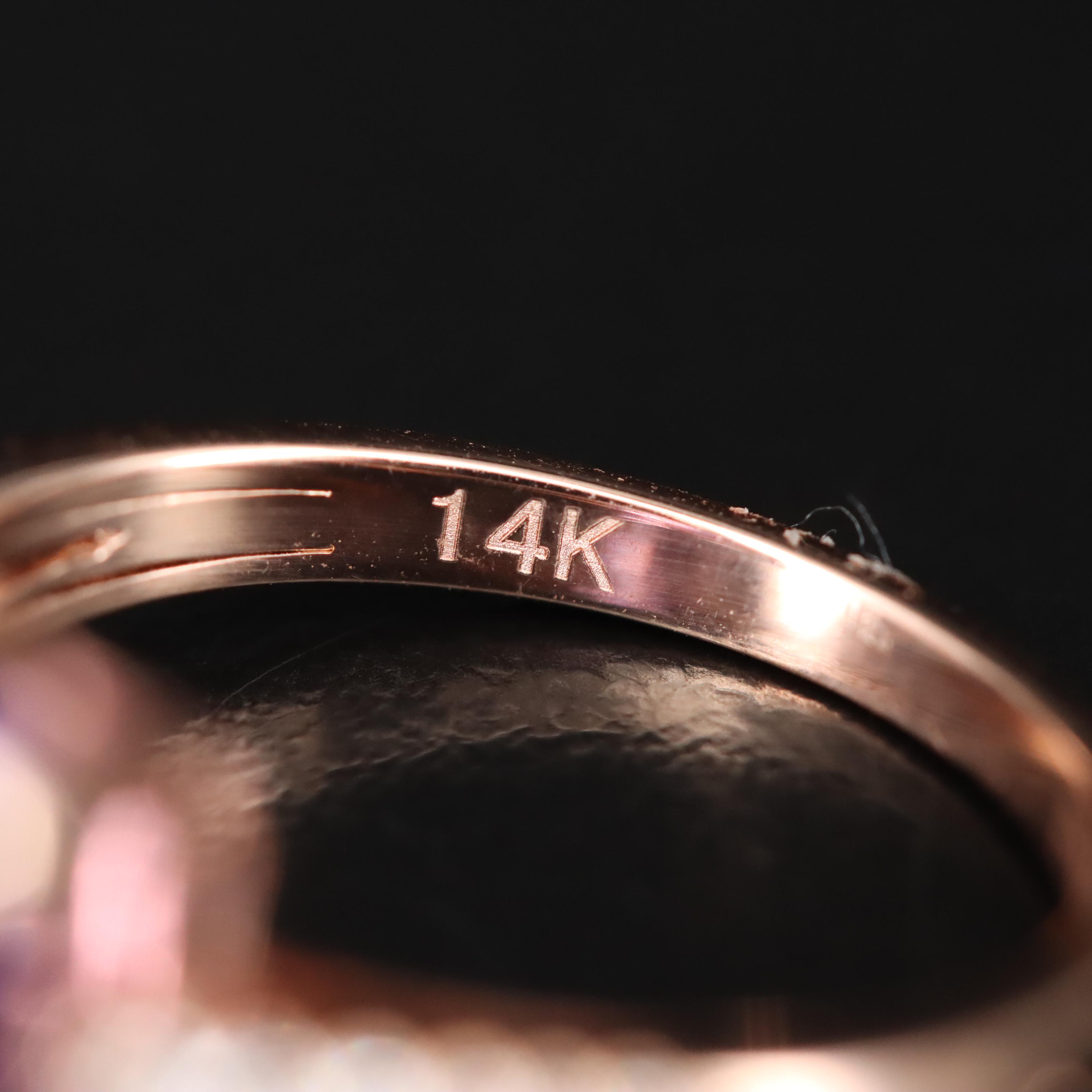 Effy 14K Rose Gold 7.20 CT Amethyst and Diamond Ring