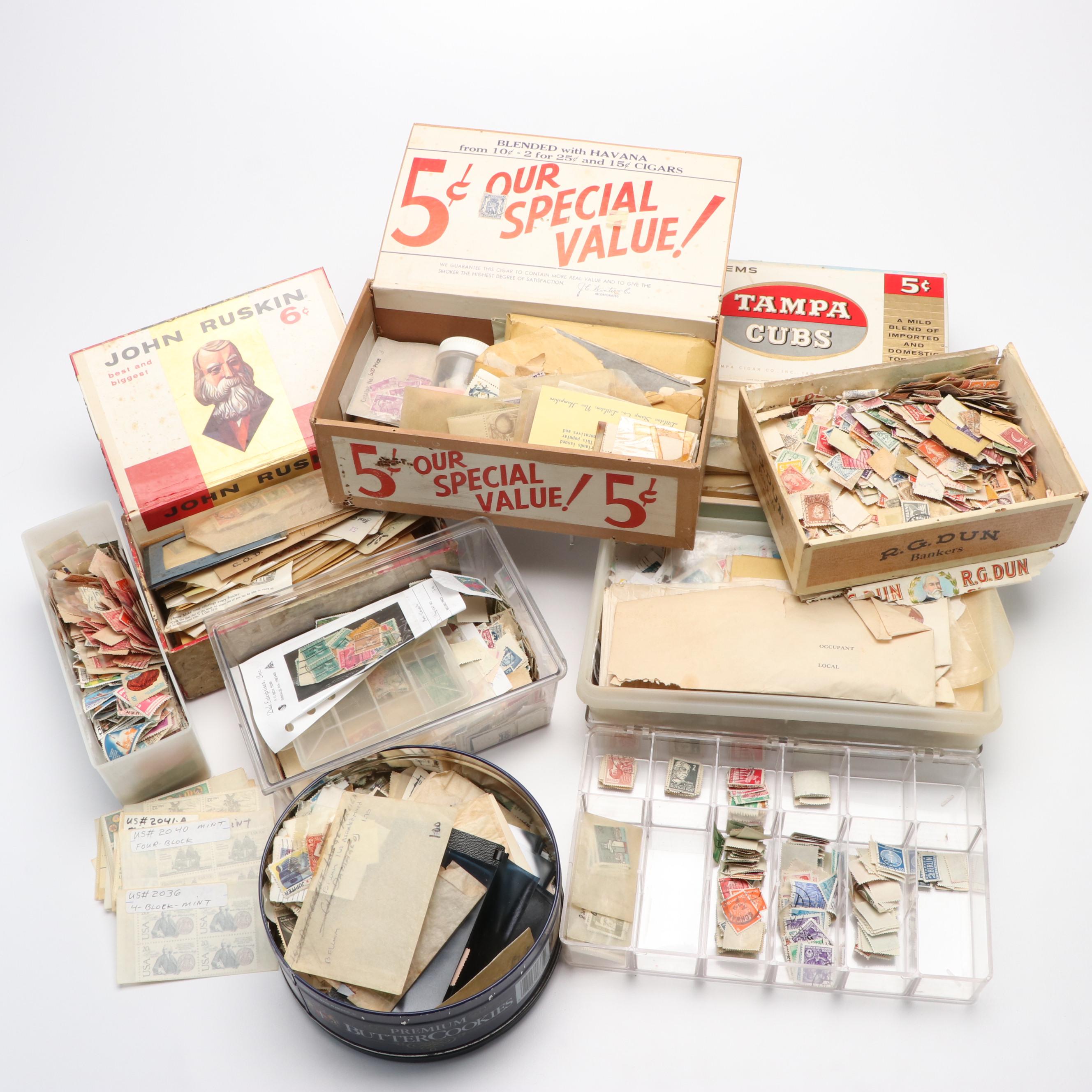 Large Assortment of Vintage World Postage Stamps