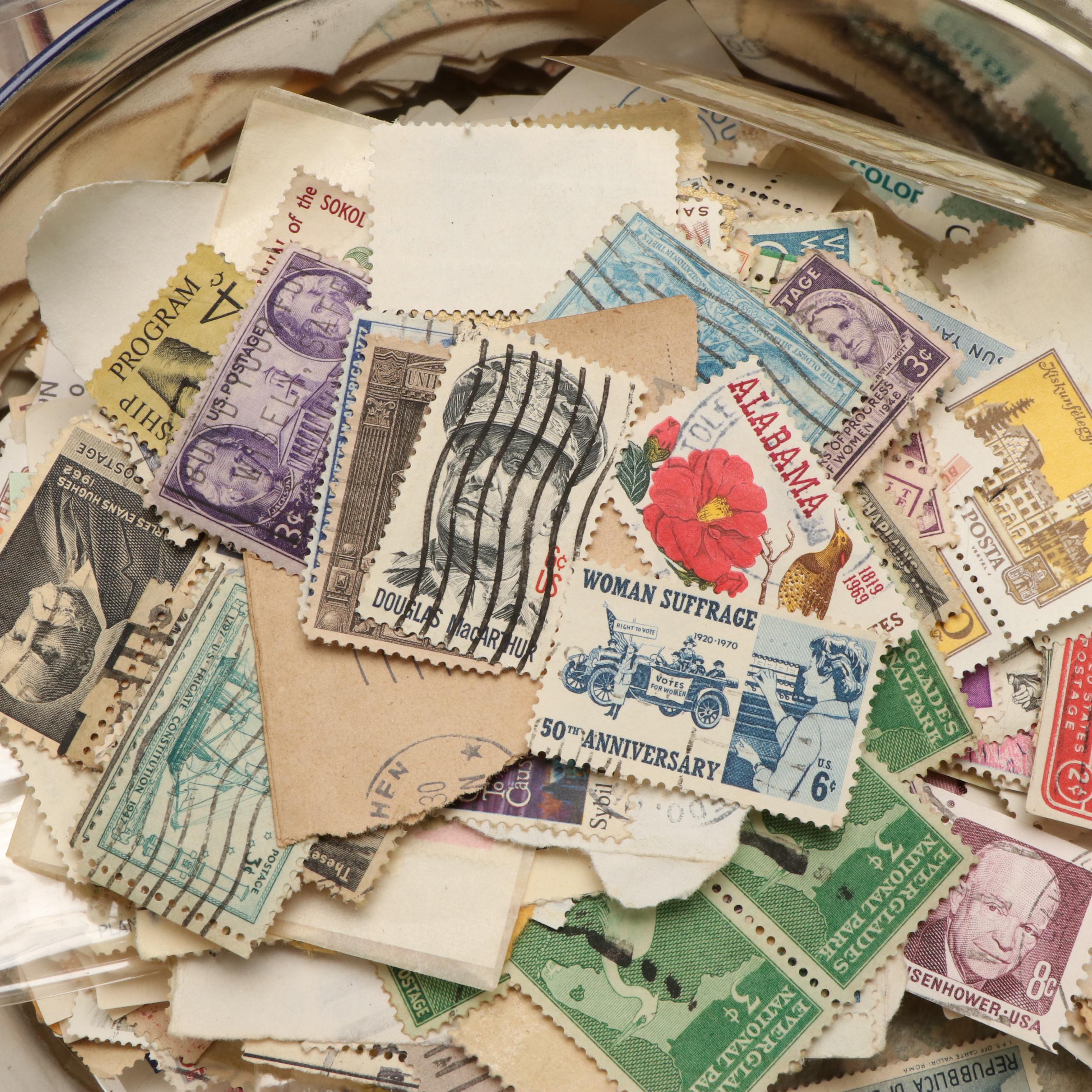 Large Assortment of Vintage World Postage Stamps