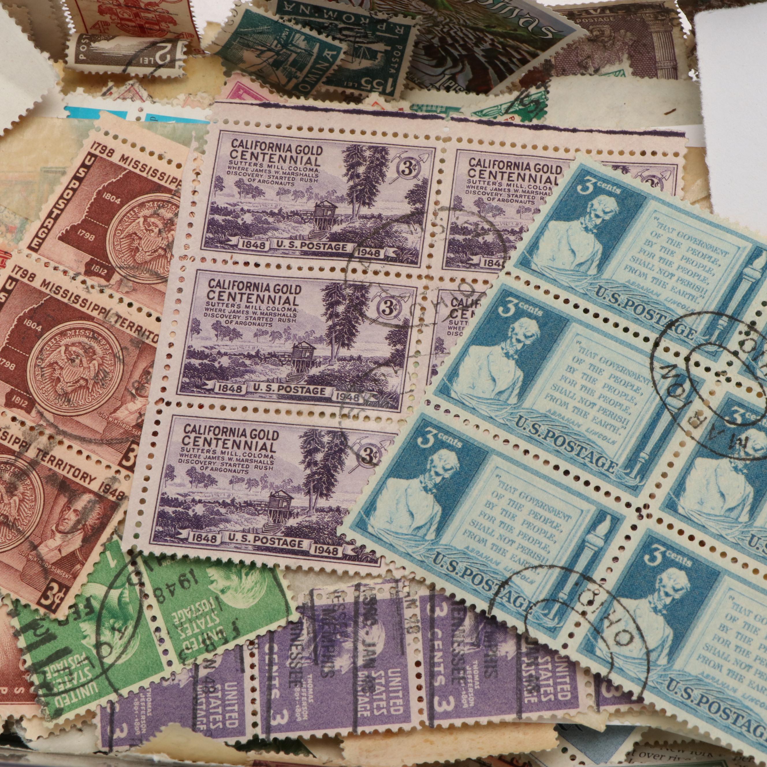 Large Assortment of Vintage World Postage Stamps