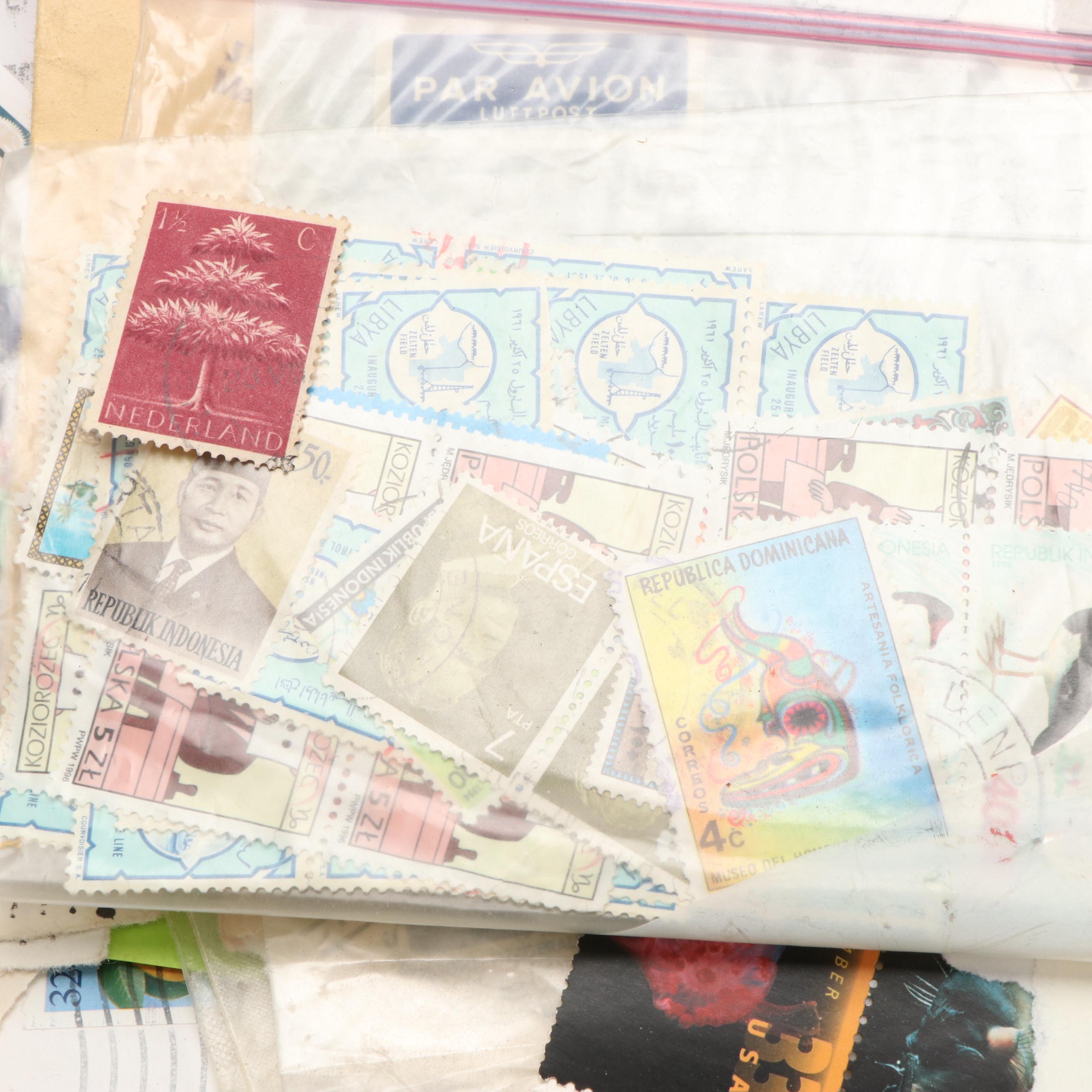 Large Assortment of Vintage World Postage Stamps