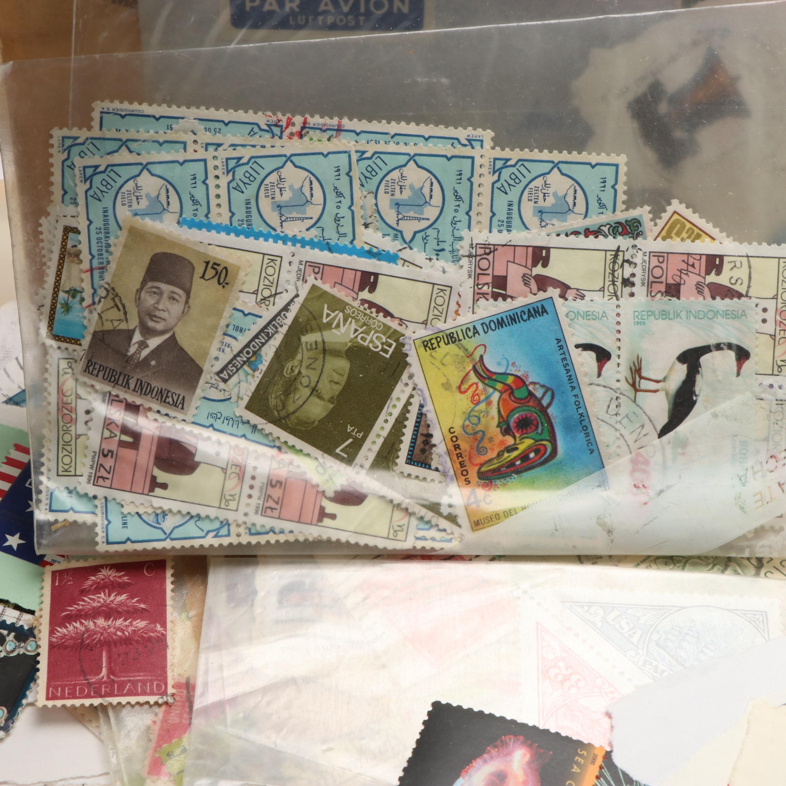 Large Assortment of Vintage World Postage Stamps