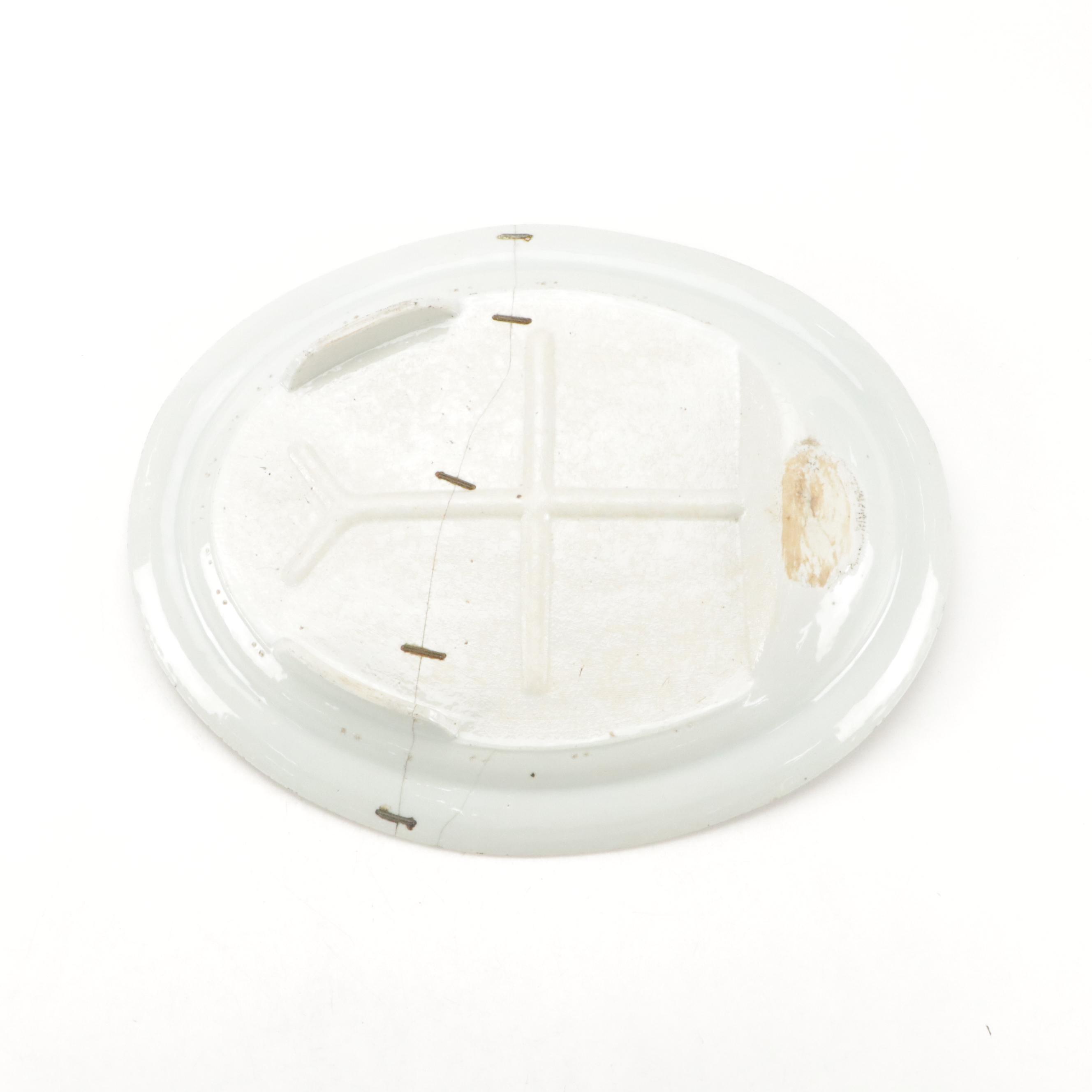 Blue and White Chinese Serving Platter with Export Meat Platter with Strainer