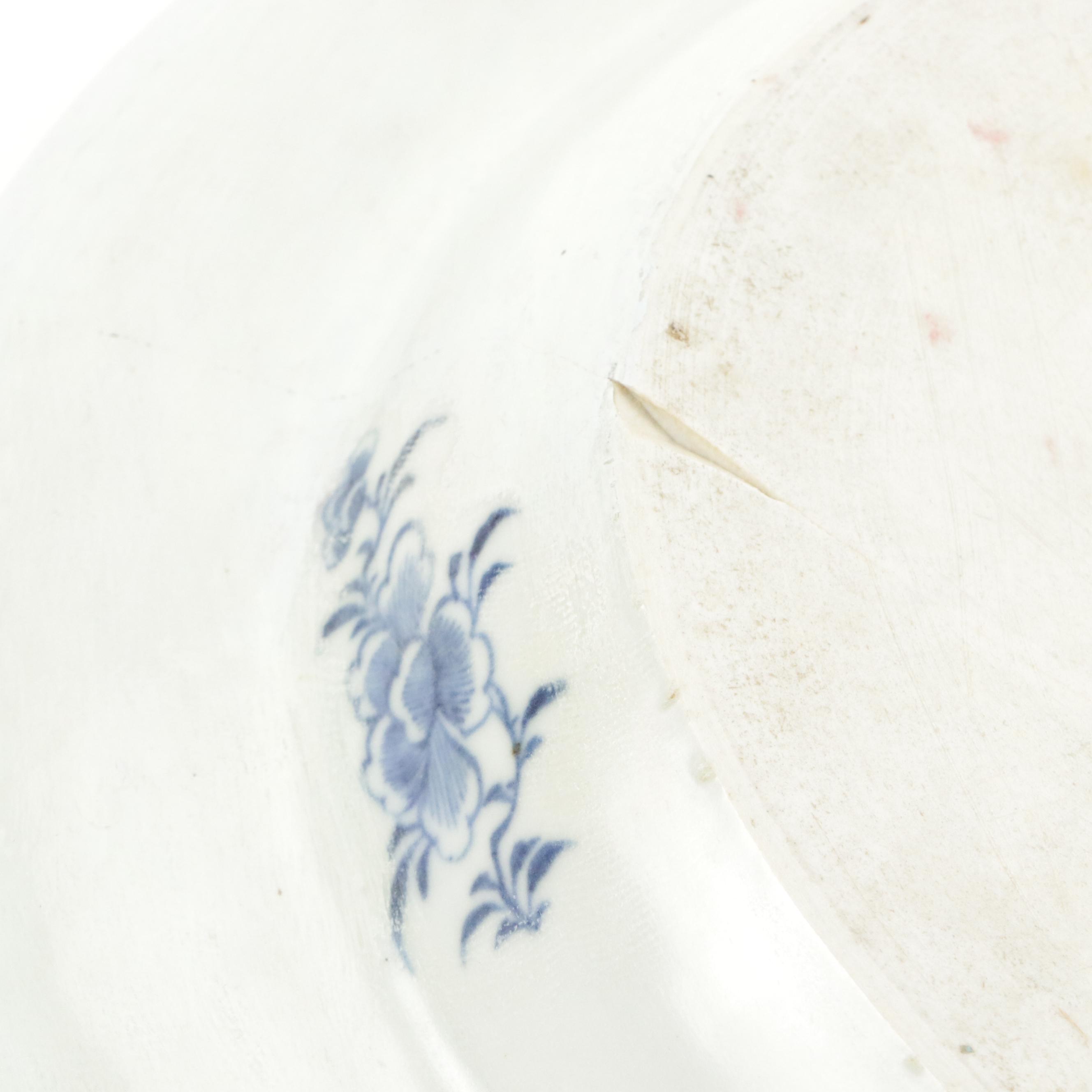 Blue and White Chinese Serving Platter with Export Meat Platter with Strainer