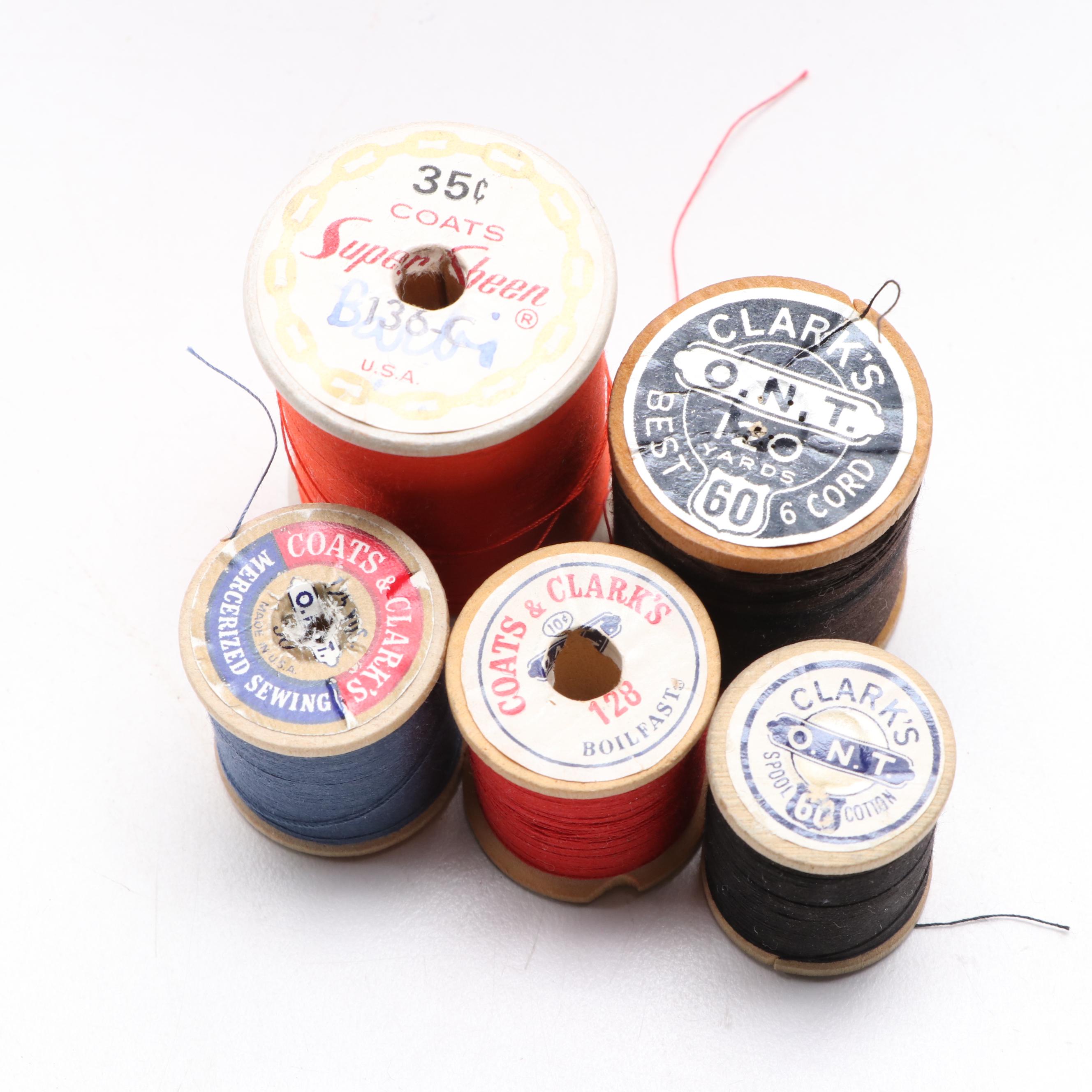 Woven Sewing Basket with Various Threads, Needles, Scissors and More