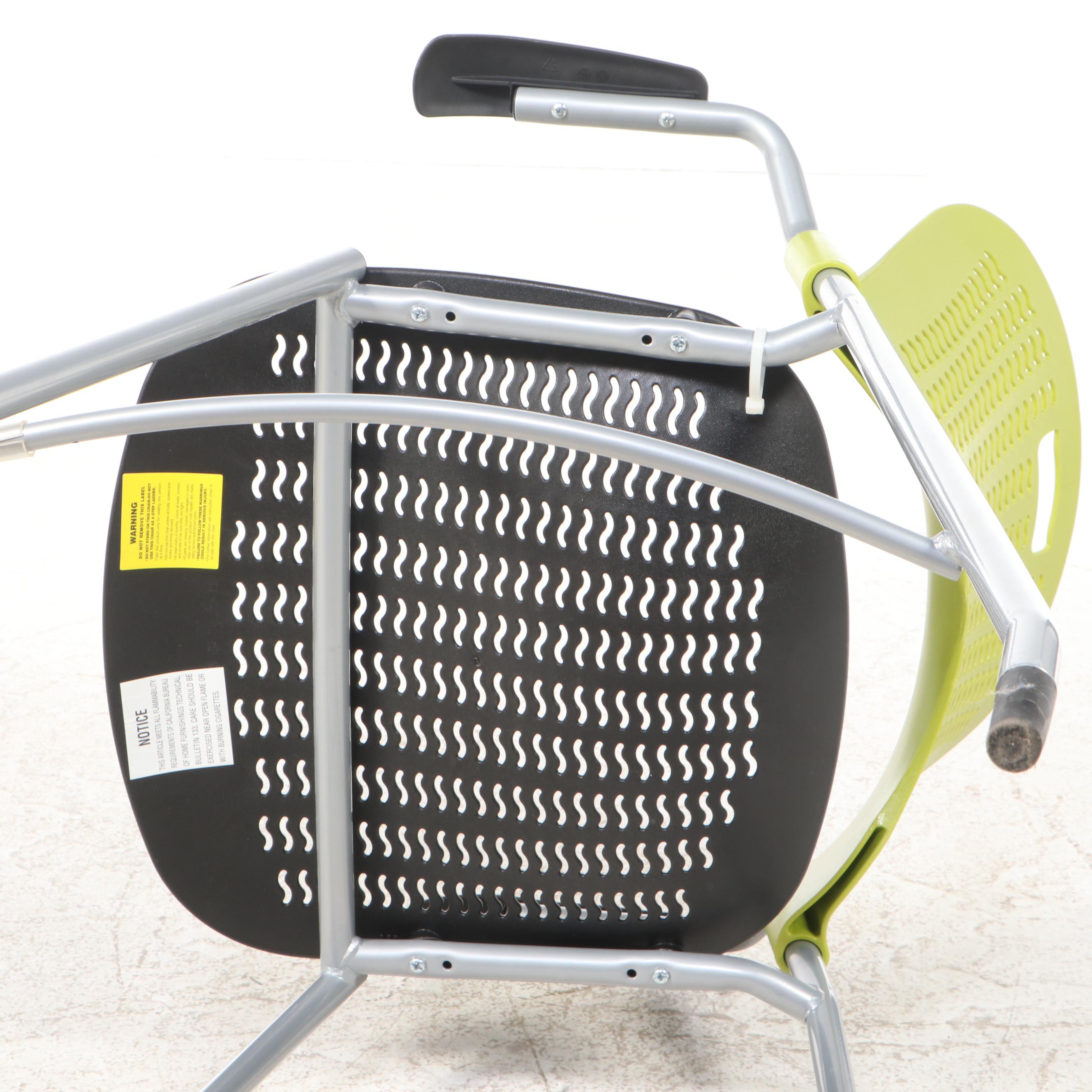 Pair of Safco "Sassy" Powder-Coated Metal and Molded Plastic Stacking Bar Stools