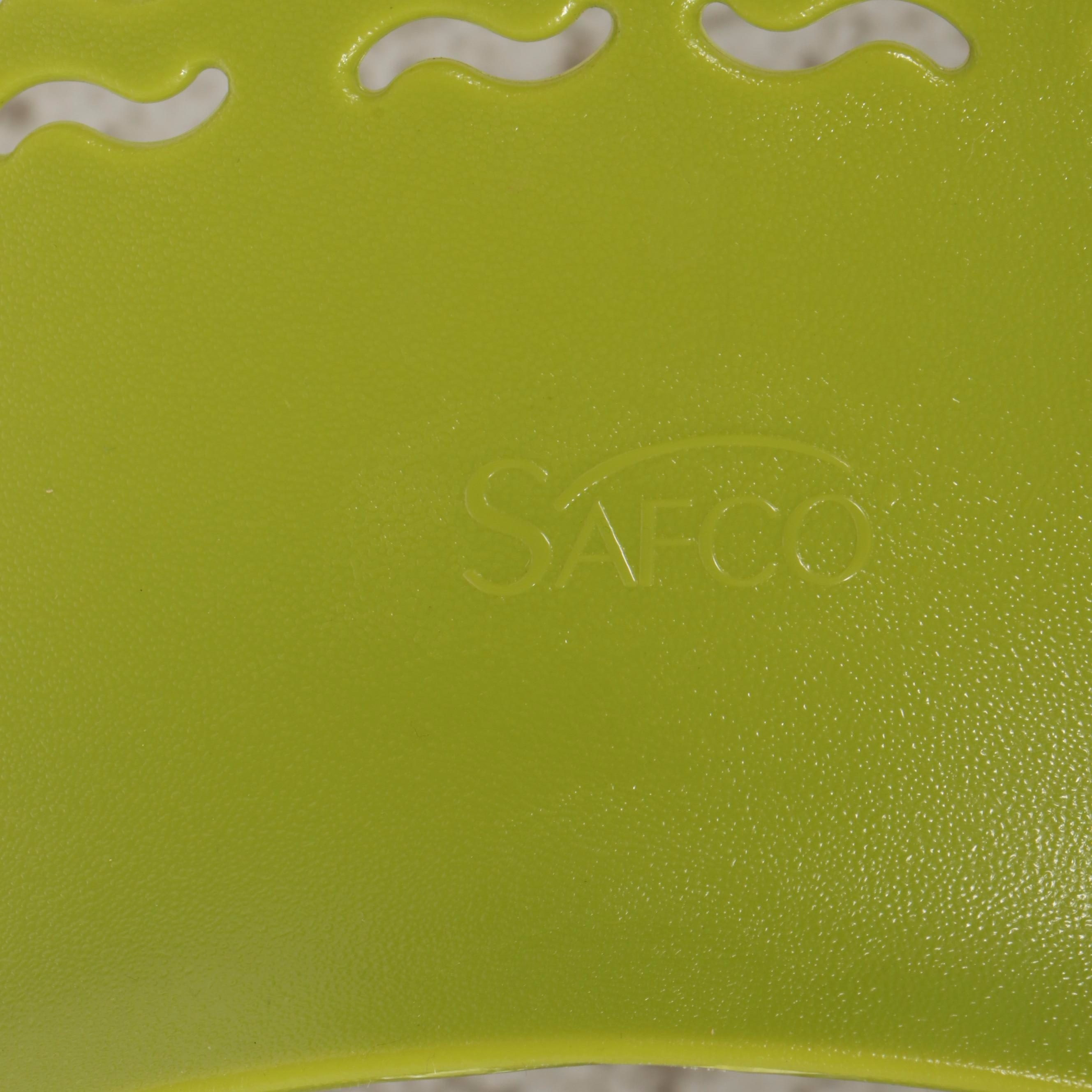 Pair of Safco "Sassy" Powder-Coated Metal and Molded Plastic Stacking Bar Stools