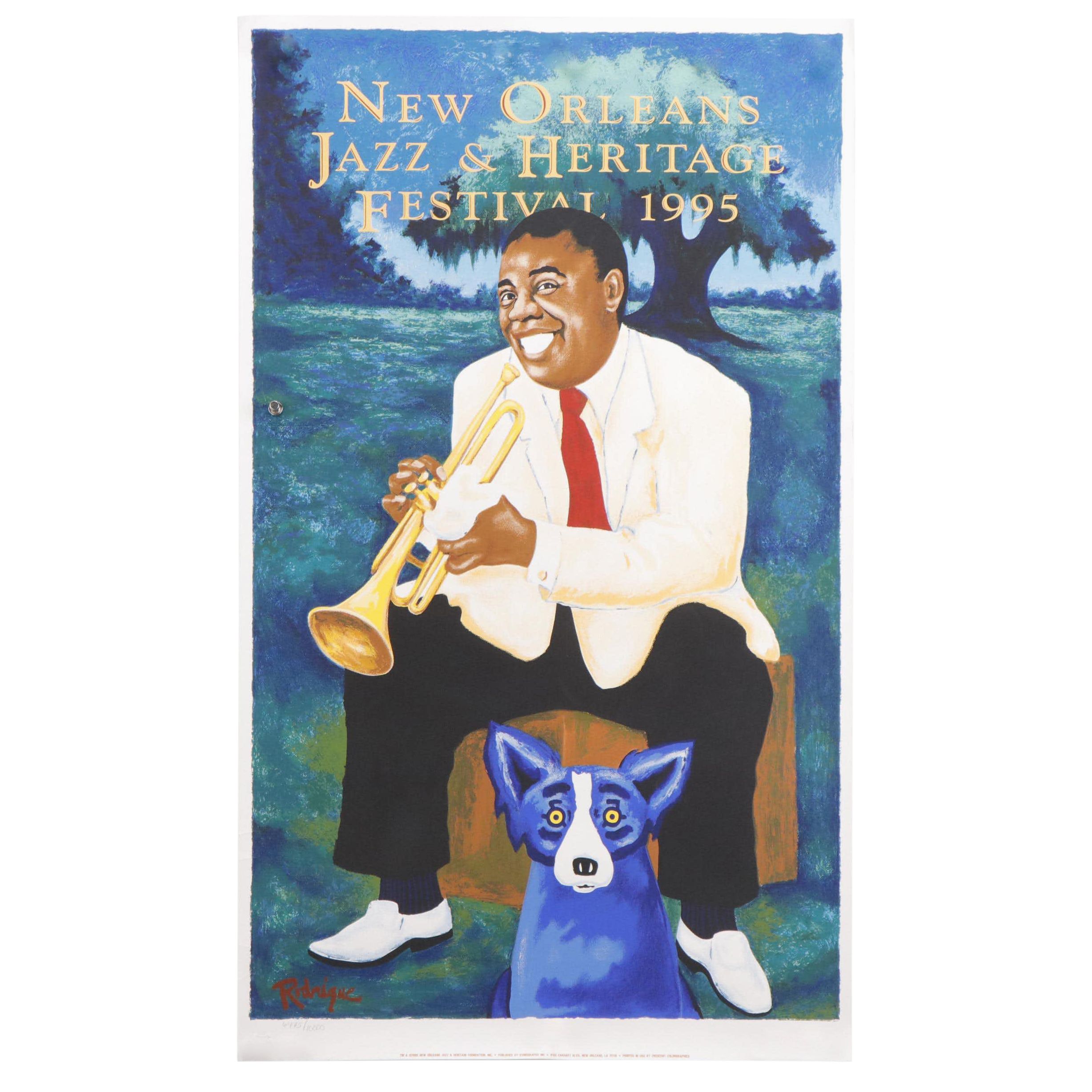 George Rodrigue-Designed 1995 New Orleans Jazz & Heritage Festival Poster