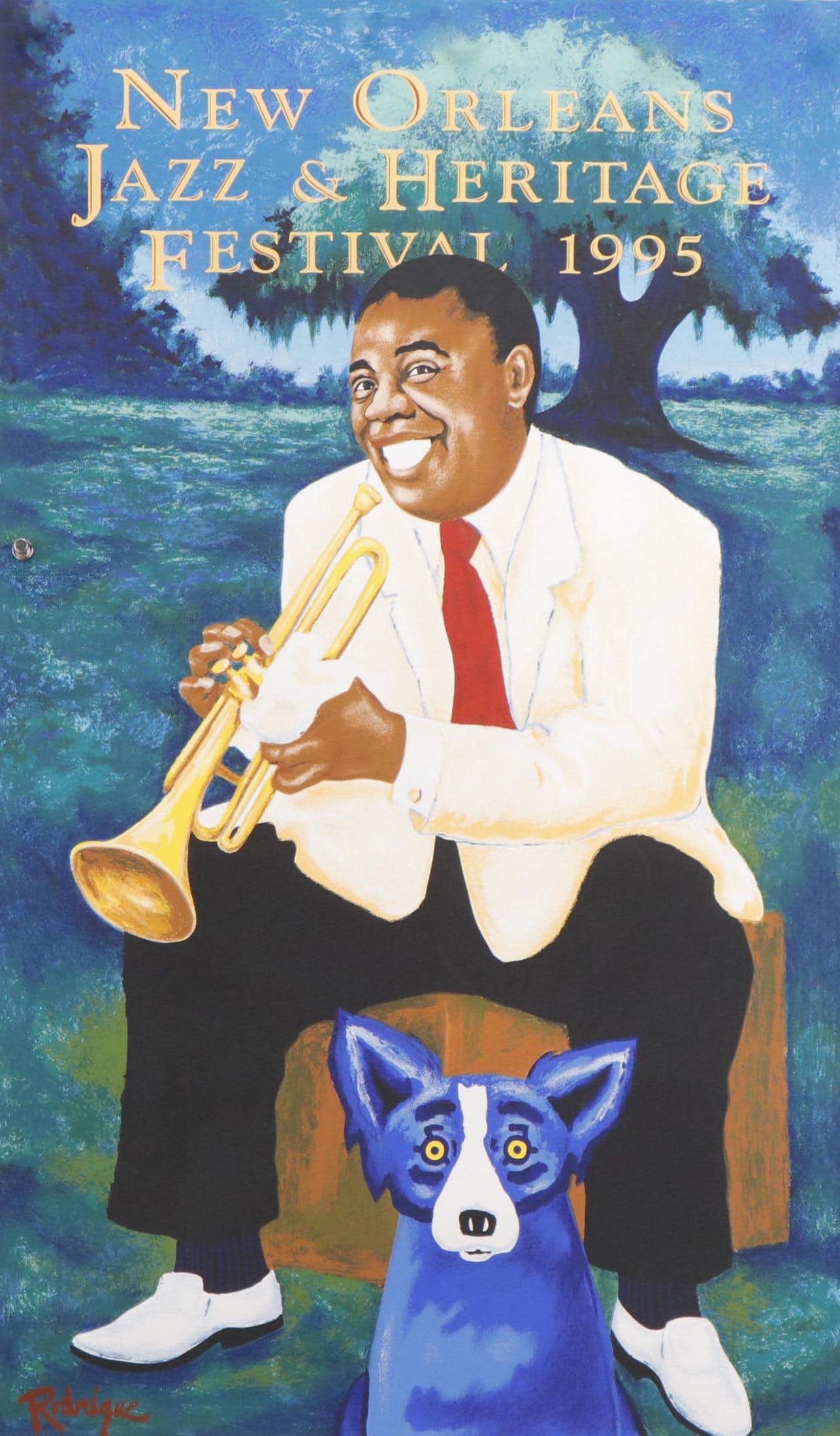 George Rodrigue-Designed 1995 New Orleans Jazz & Heritage Festival Poster