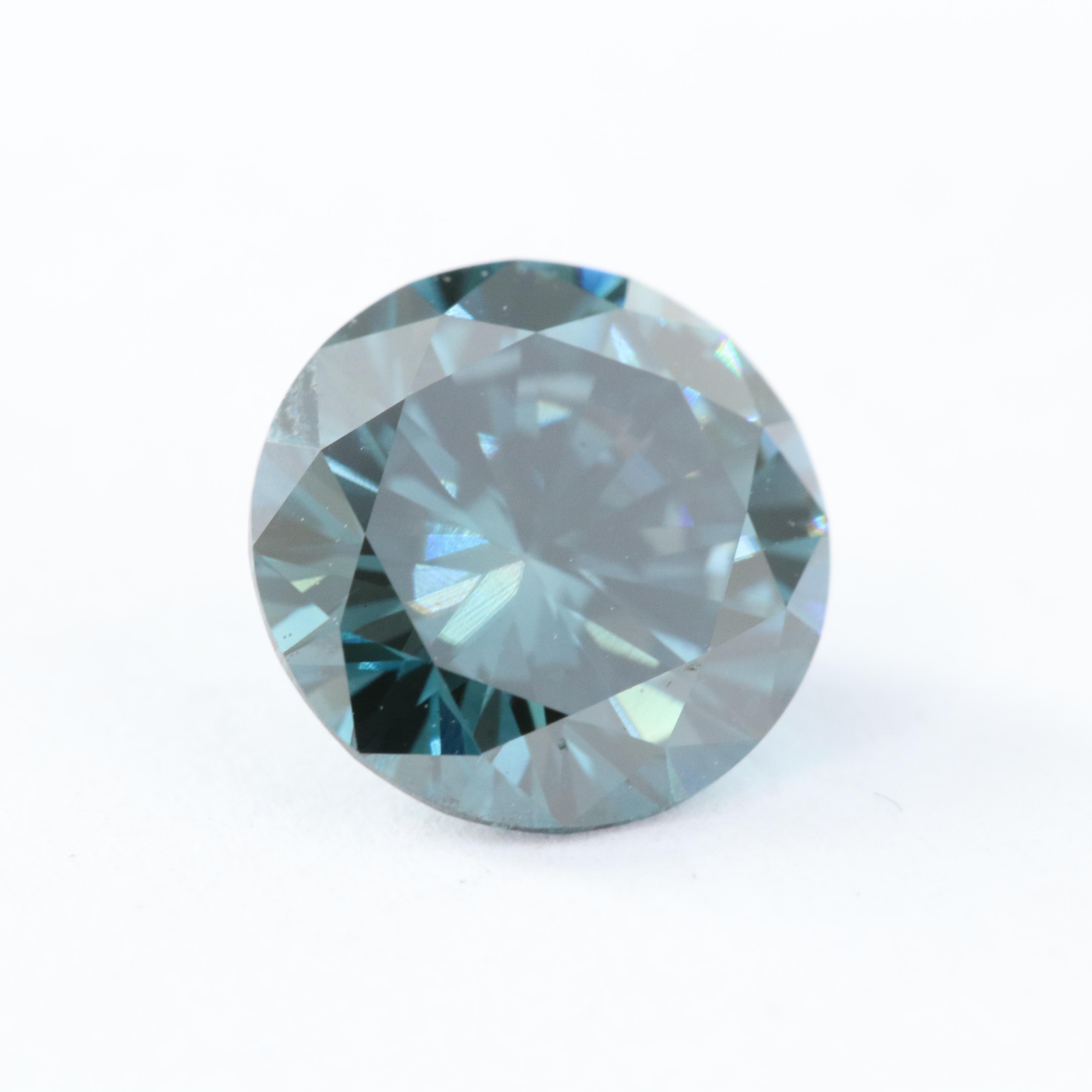 Loose 1.92 CT Fancy Dark Greenish Blue Diamond