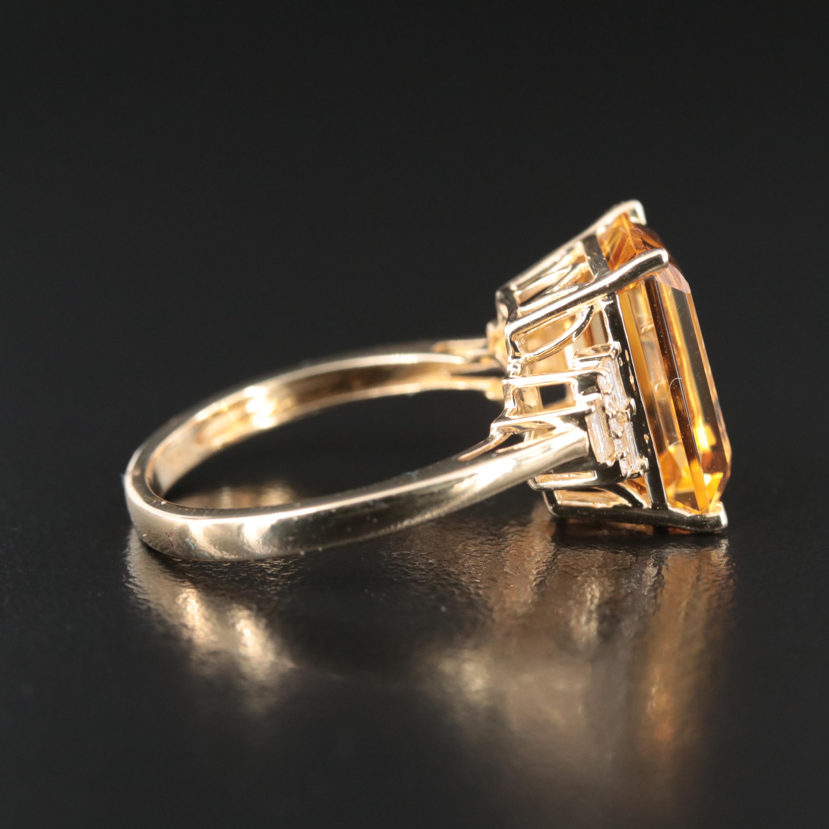 Effy 14K Citrine and Diamond Ring