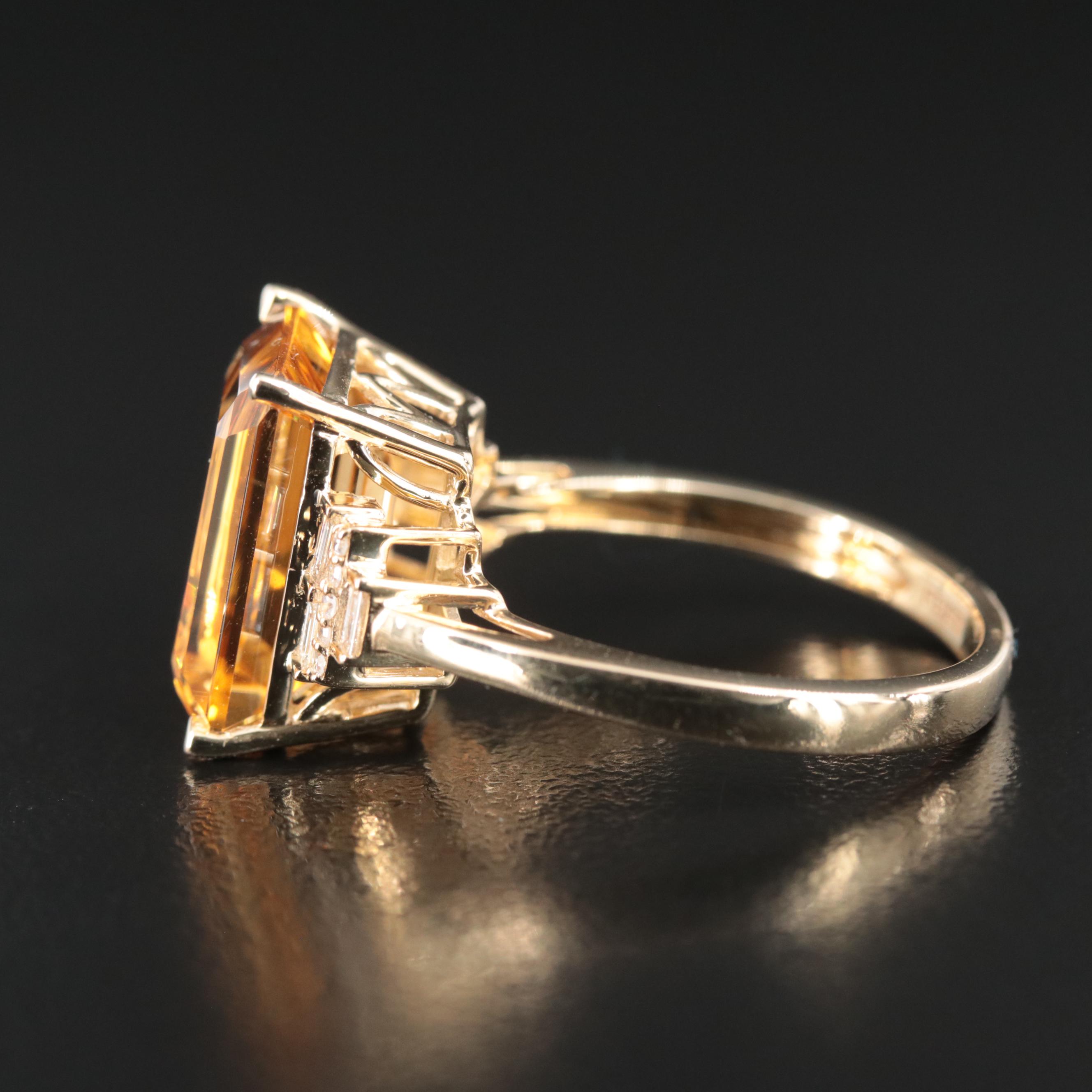 Effy 14K Citrine and Diamond Ring
