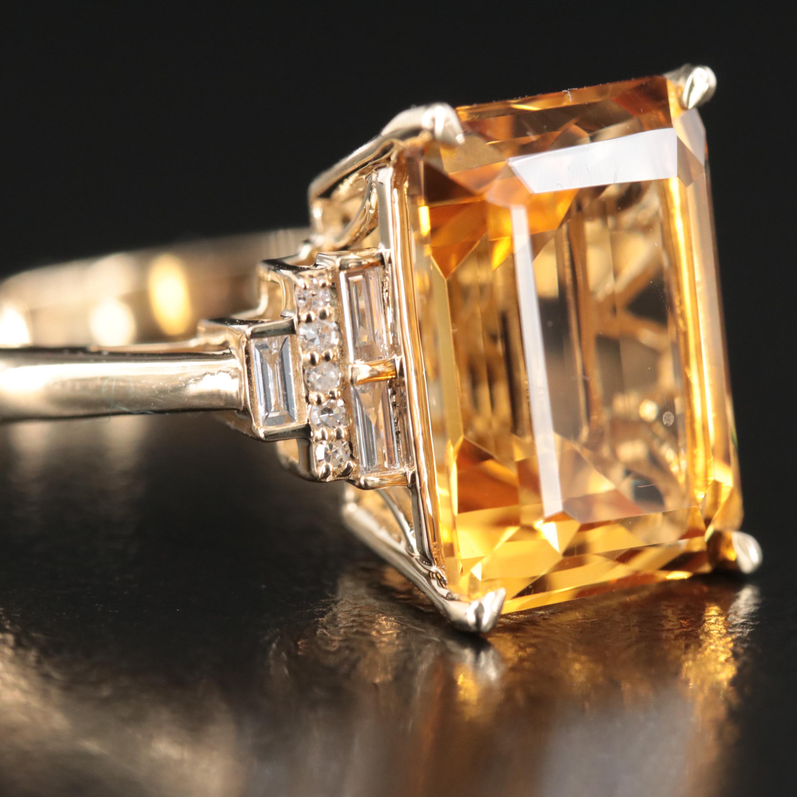 Effy 14K Citrine and Diamond Ring